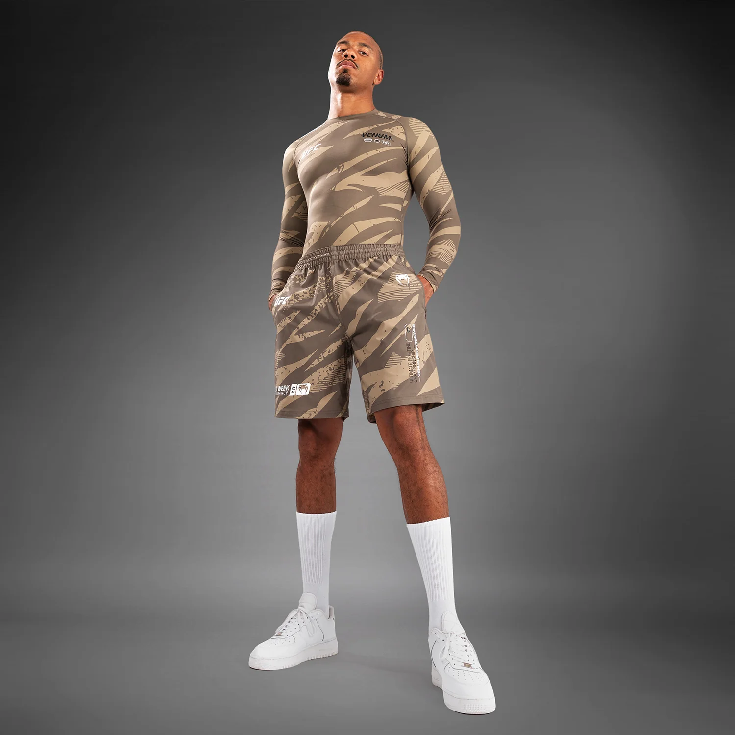 UFC Adrenaline by Venum Fight Week Performance Men’s Shorts - Desert Camo - Image 4