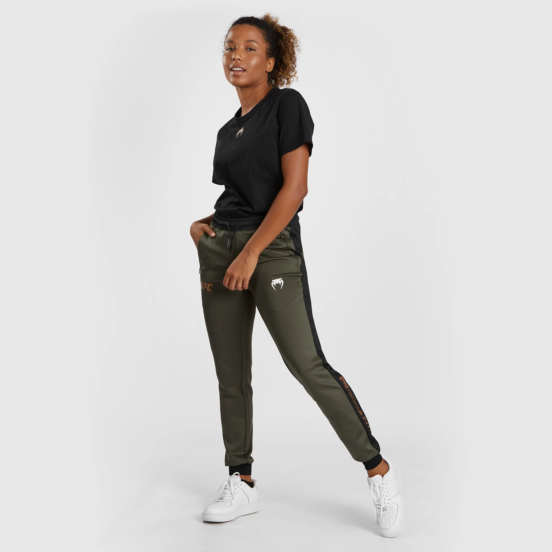UFC Adrenaline by Venum Fight Week  Women’s Performance Jogging Pants - Khaki/Bronze - Image 4