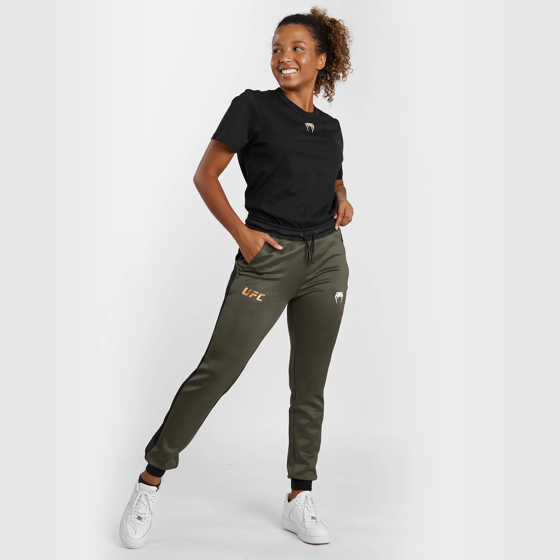 UFC Adrenaline by Venum Fight Week  Women’s Performance Jogging Pants - Khaki/Bronze - Image 5