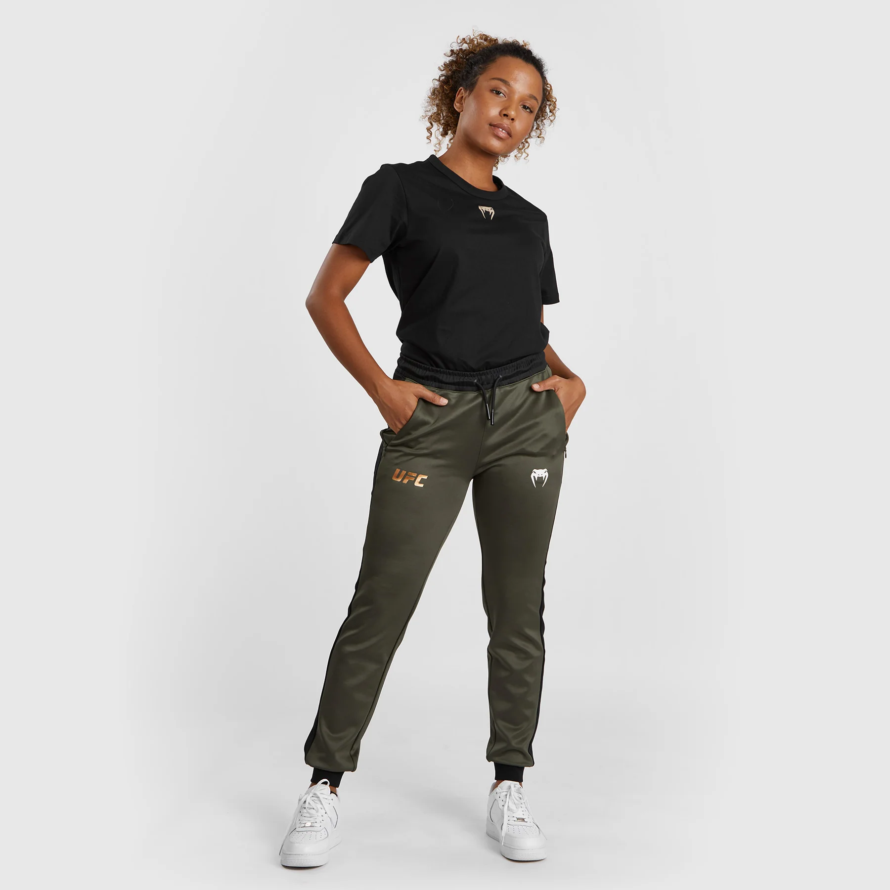 UFC Adrenaline by Venum Fight Week  Women’s Performance Jogging Pants - Khaki/Bronze - Image 6