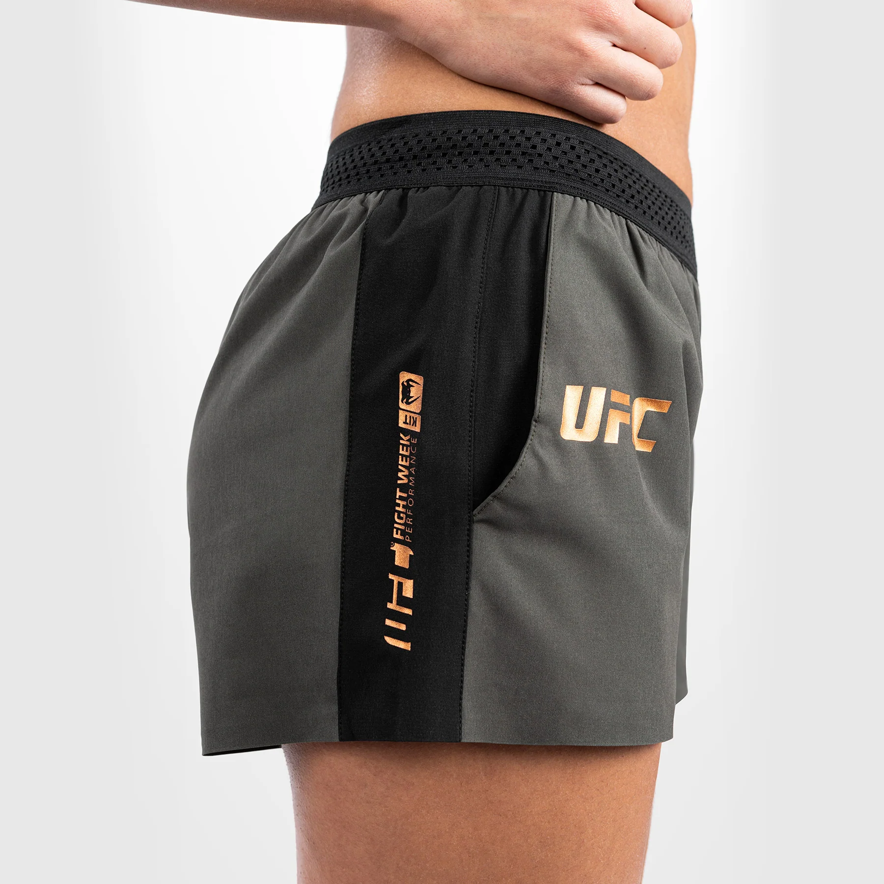 UFC Adrenaline by Venum Fight Week Women’s Performance Short - Khaki - Image 4