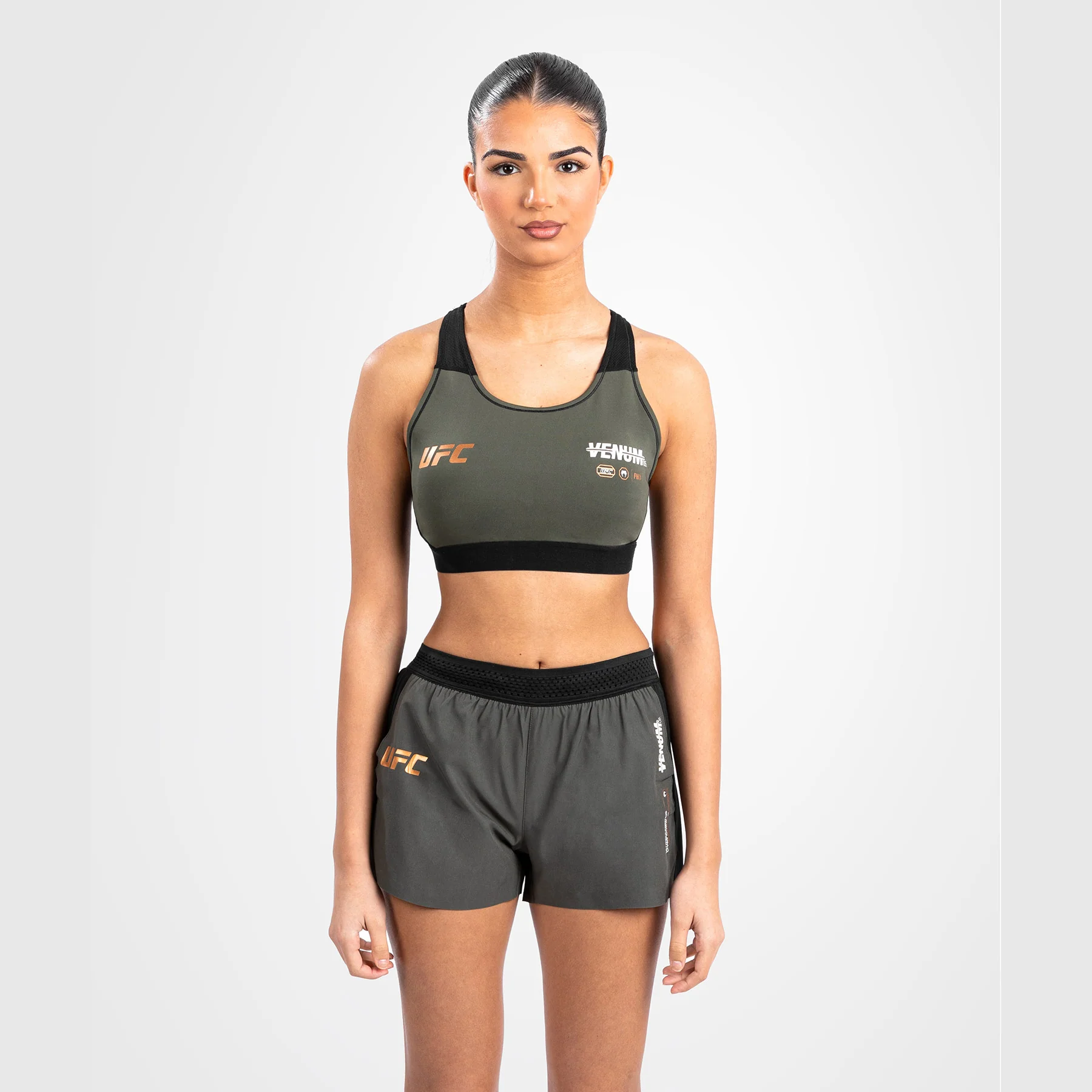UFC Adrenaline by Venum Fight Week Women’s Performance Short - Khaki - Image 8