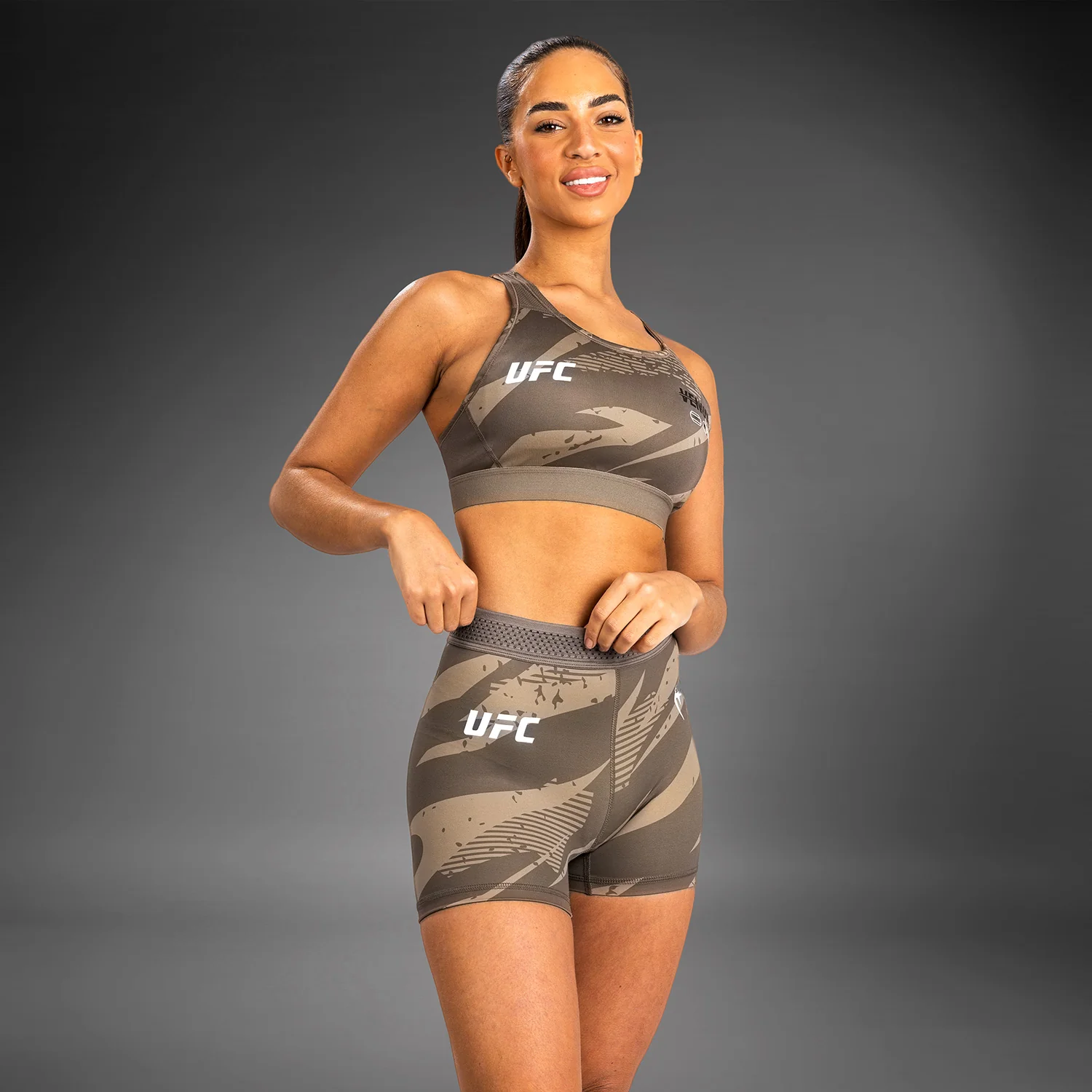 UFC Adrenaline by Venum Fight Week Women’s Vale Tudo Short - Desert Camo - Image 2