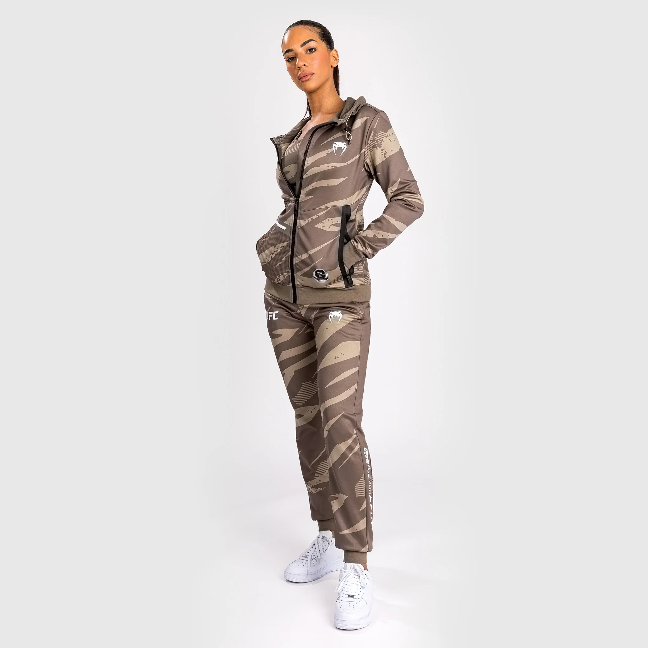 UFC Adrenaline by Venum Fight Week Women’s Zip Hoodie - Desert Camo - Image 3