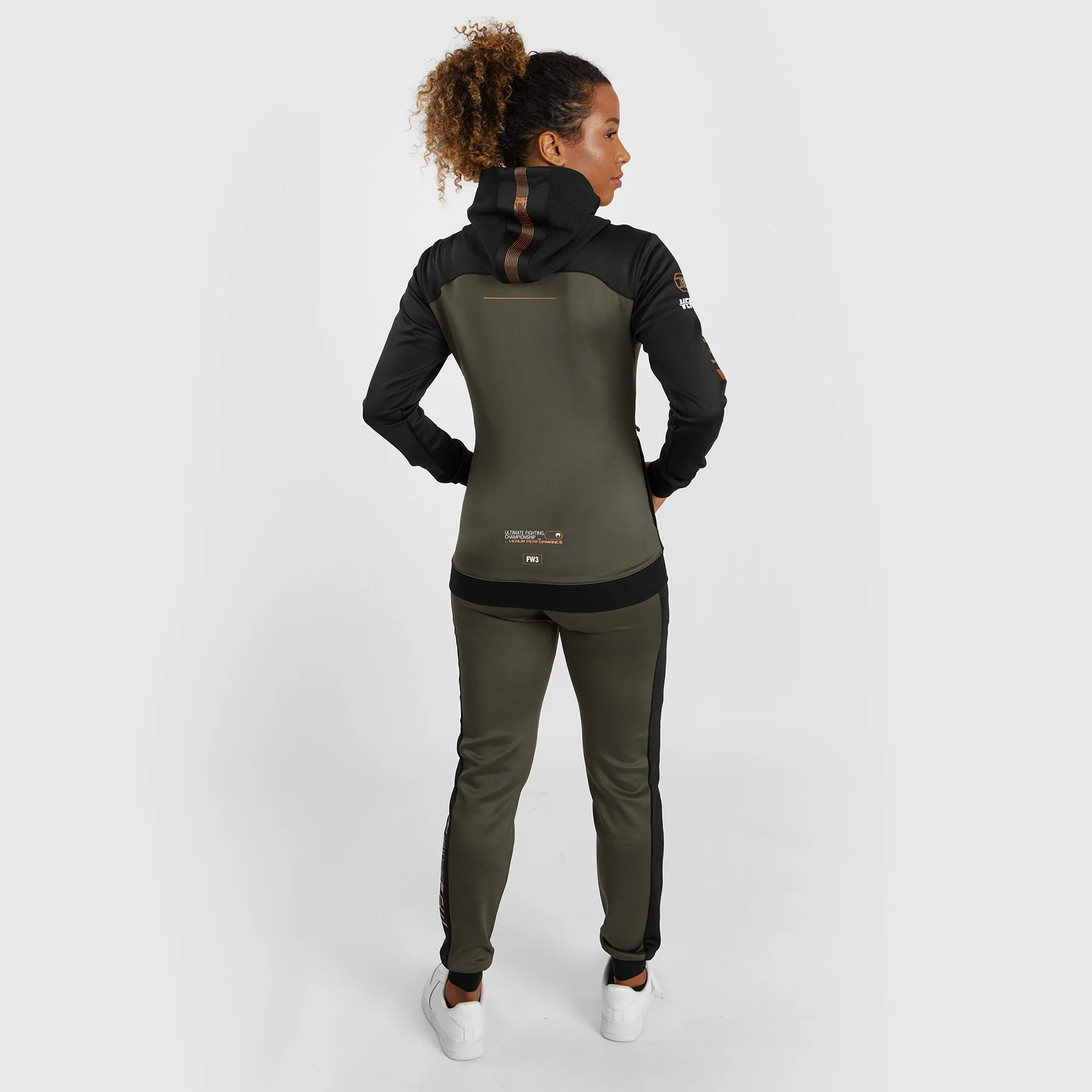 UFC Adrenaline by Venum Fight Week  Women’s Zip Hoodie - Khaki/Bronze - Image 4