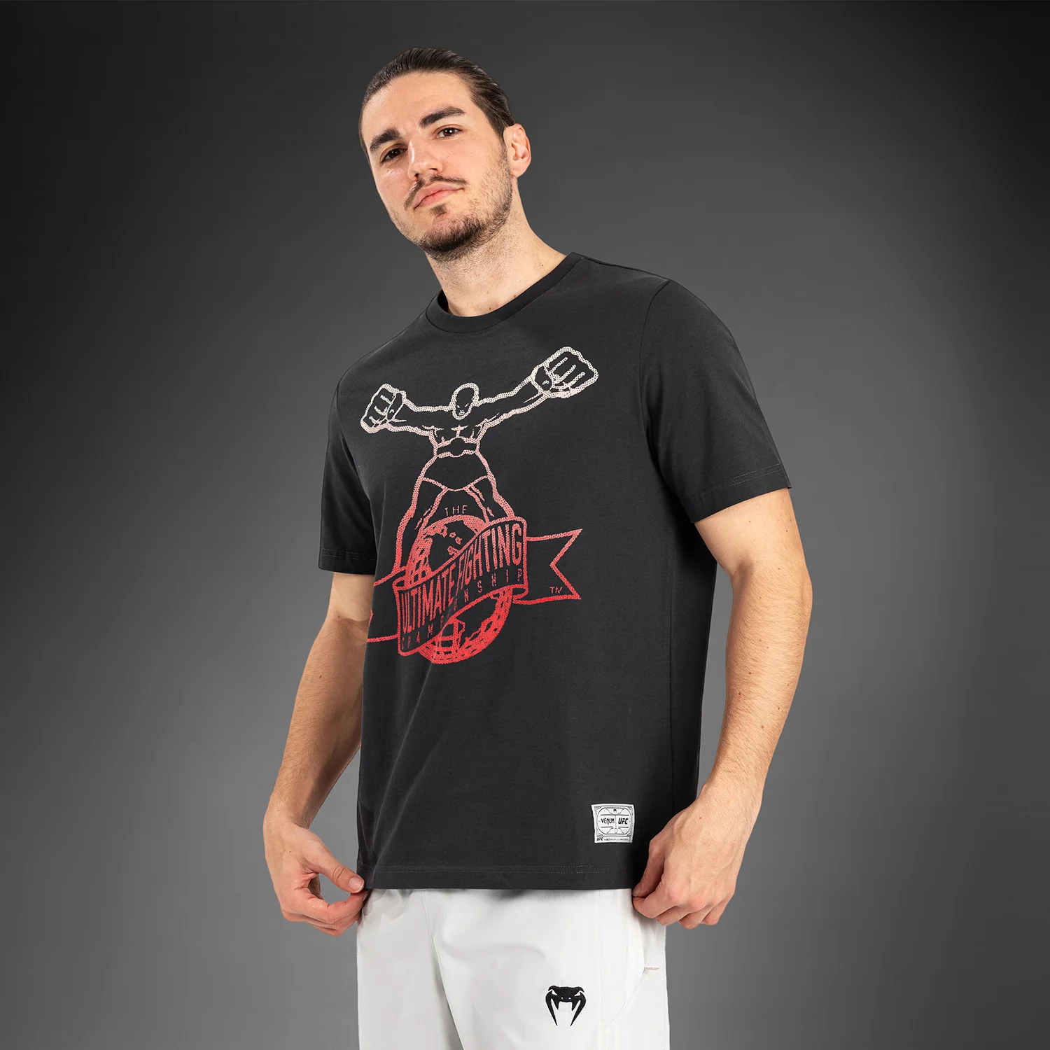UFC by Venum Ulti-Man T-Shirt - Grey/Red - Image 3