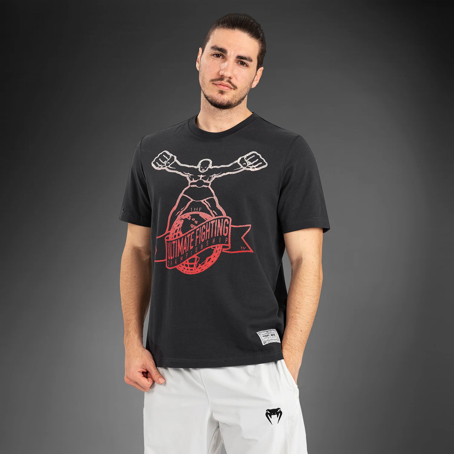 UFC by Venum Ulti-Man T-Shirt - Grey/Red - Image 4