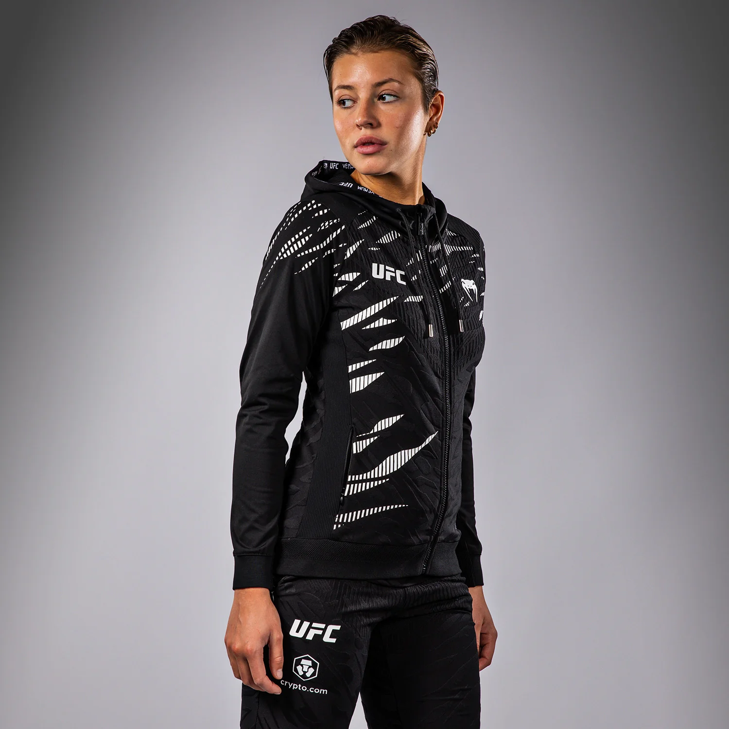 UFC Fusion by Venum Authentic Fight Night Women’s Walkout Hoodie - Black - Image 3