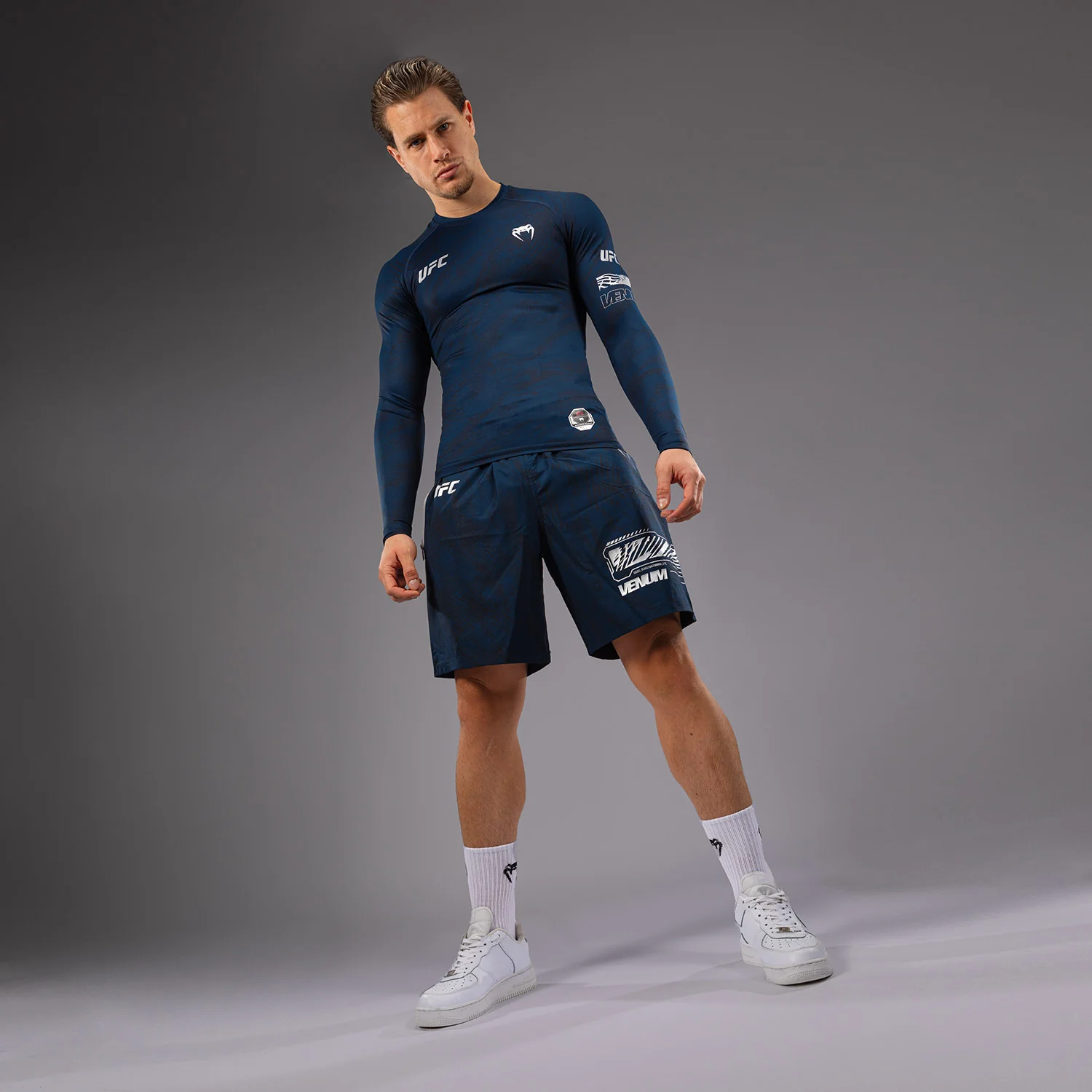 UFC Fusion by Venum Fight Week Men’s Performance Long Sleeve Rashguard - Oceanic Blue - Image 6