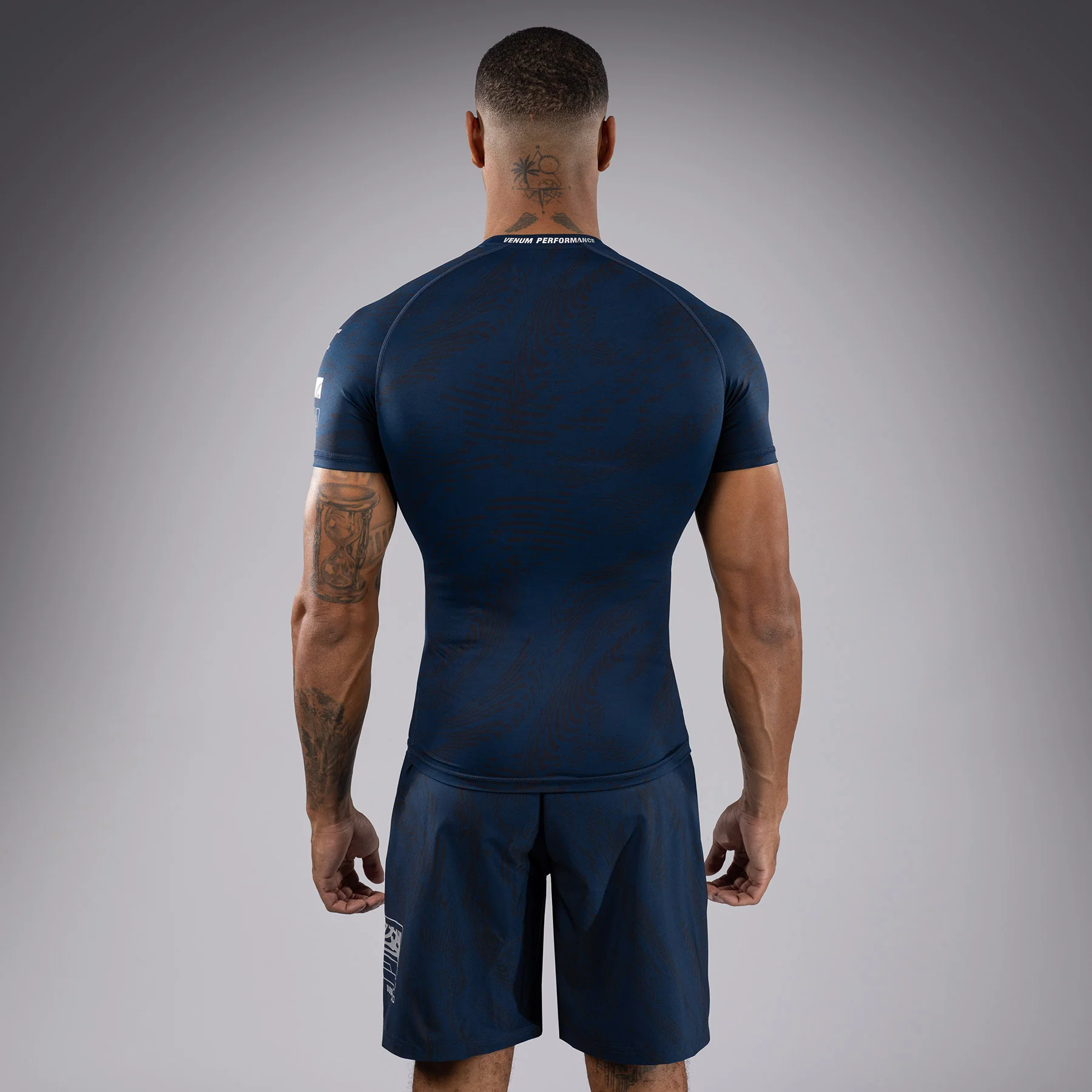 UFC Fusion by Venum Fight Week Men’s Performance Short Sleeve Rashguard - Oceanic Blue - Image 3