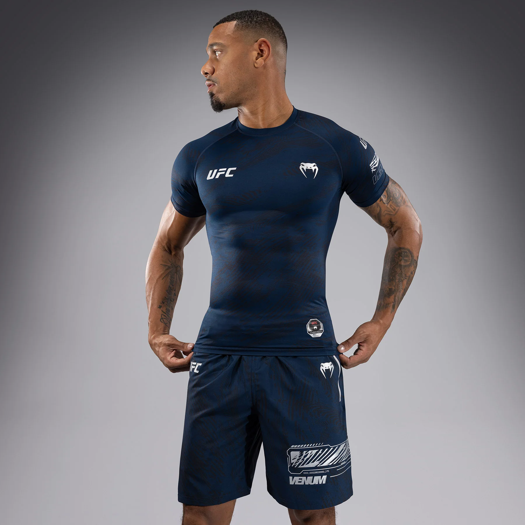 UFC Fusion by Venum Fight Week Men’s Performance Short Sleeve Rashguard - Oceanic Blue - Image 4