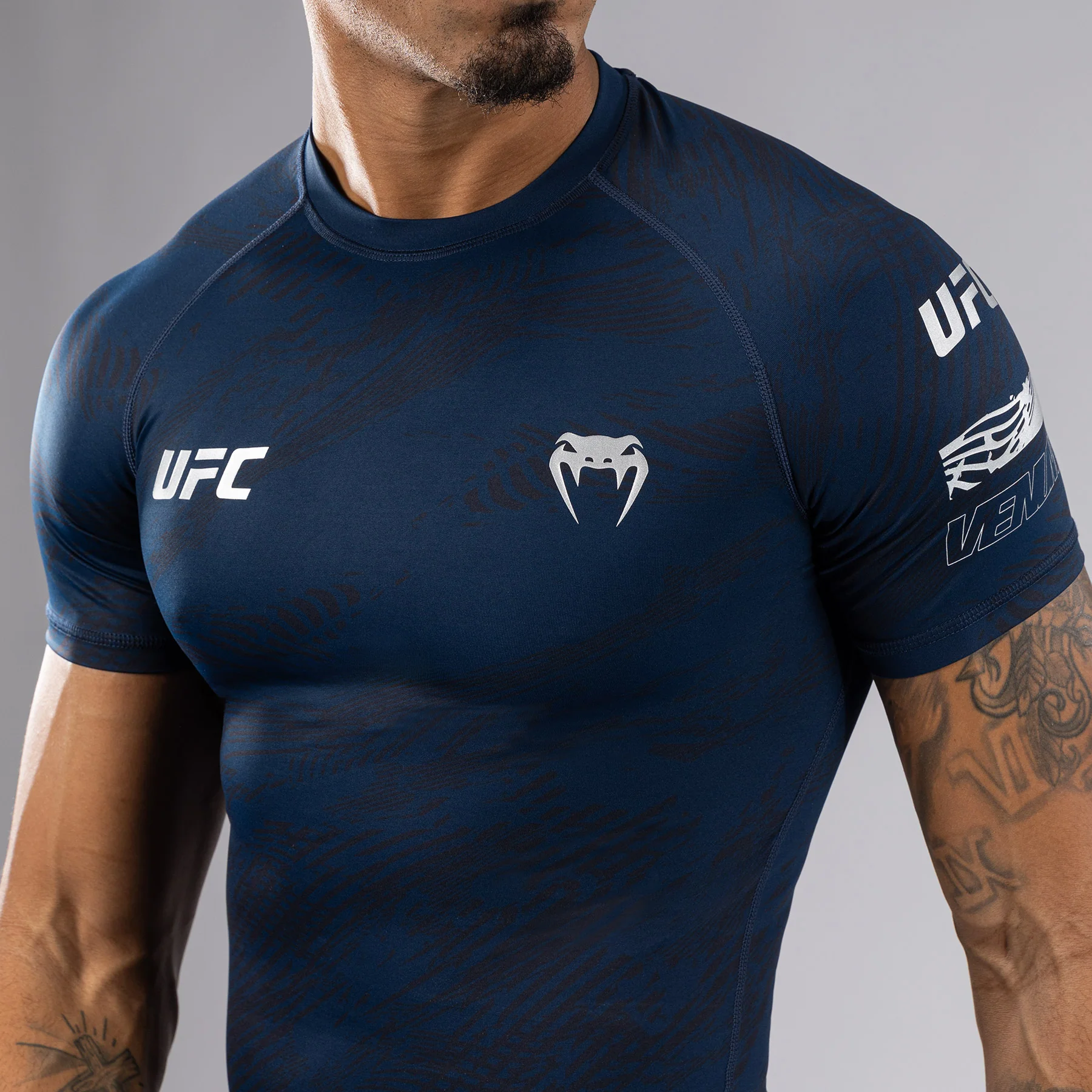 UFC Fusion by Venum Fight Week Men’s Performance Short Sleeve Rashguard - Oceanic Blue - Image 5
