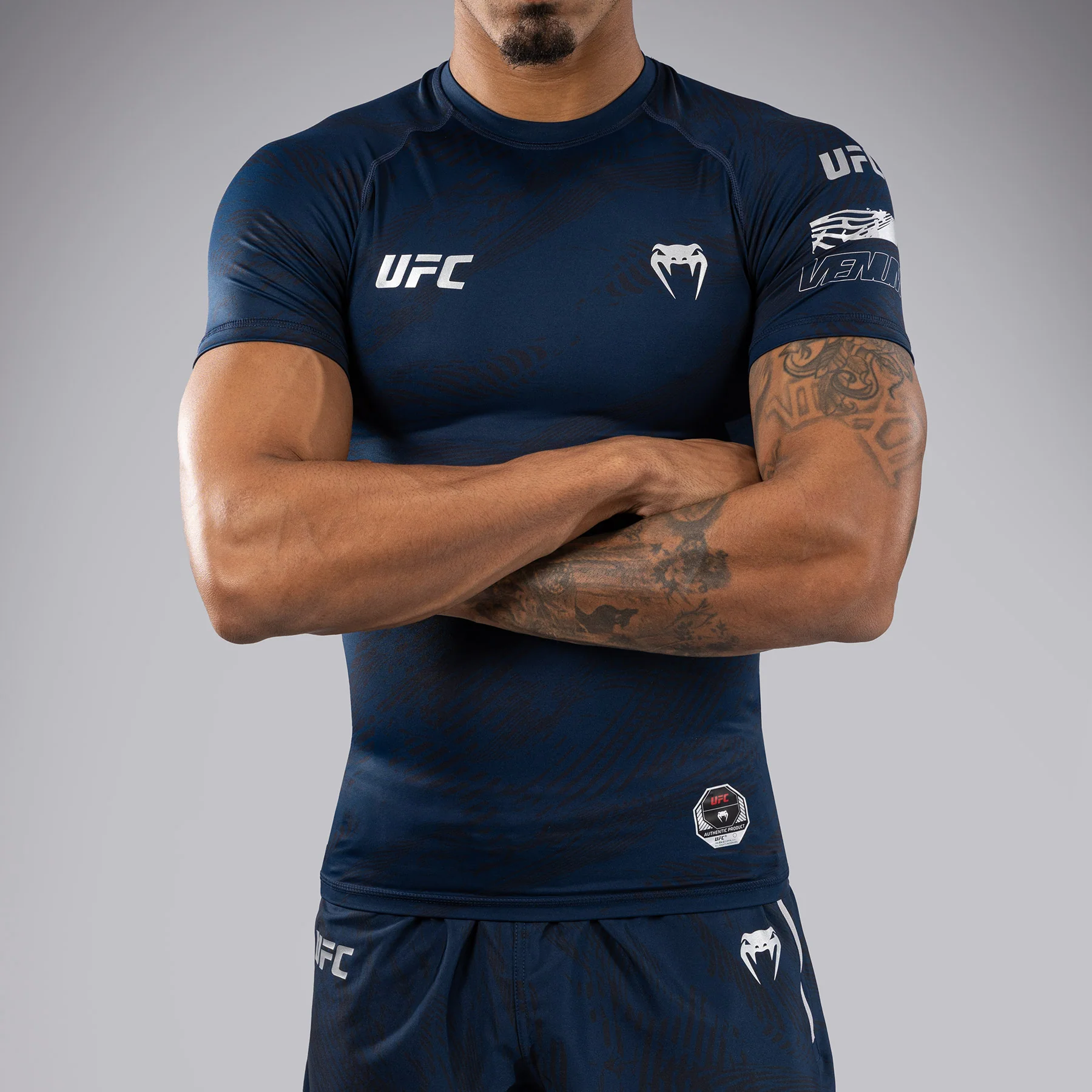 UFC Fusion by Venum Fight Week Men’s Performance Short Sleeve Rashguard - Oceanic Blue - Image 7