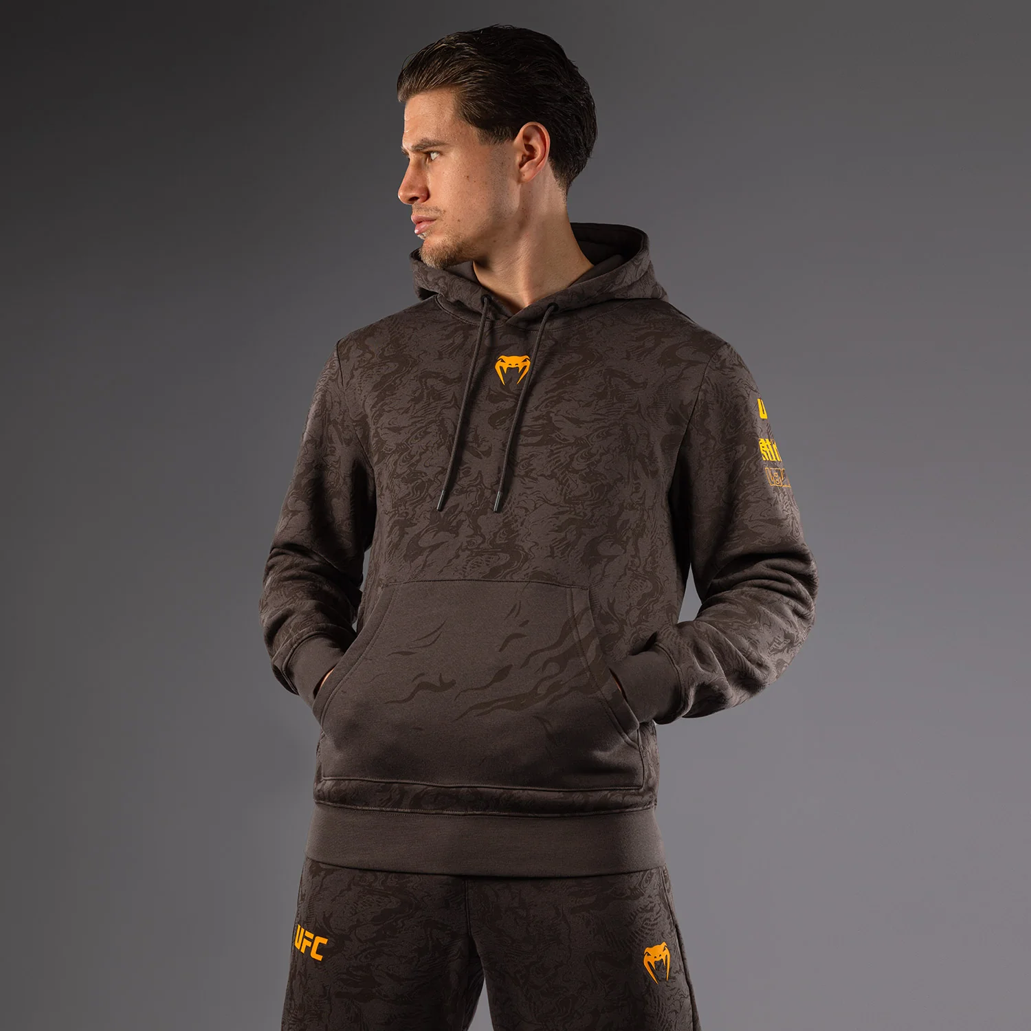 UFC Fusion by Venum Fight Week Men’s Pullover Hoodie - Earthen Brown - Image 2