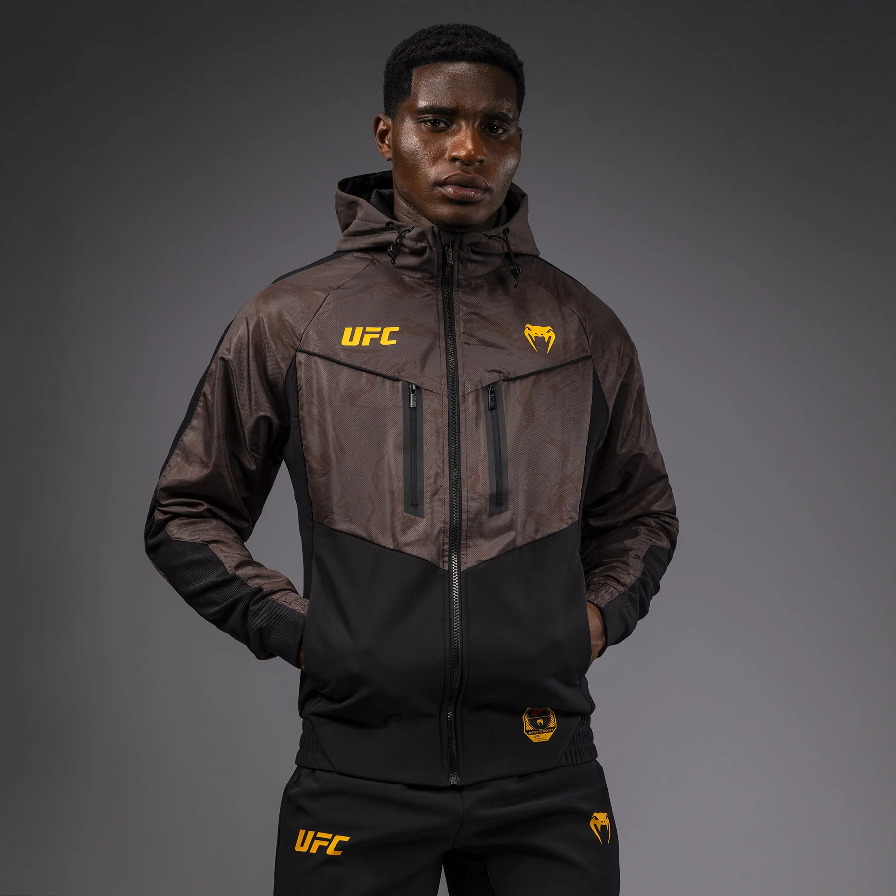 UFC Fusion by Venum Fight Week Men’s Zip Hoodie - Earthen Brown - Image 4