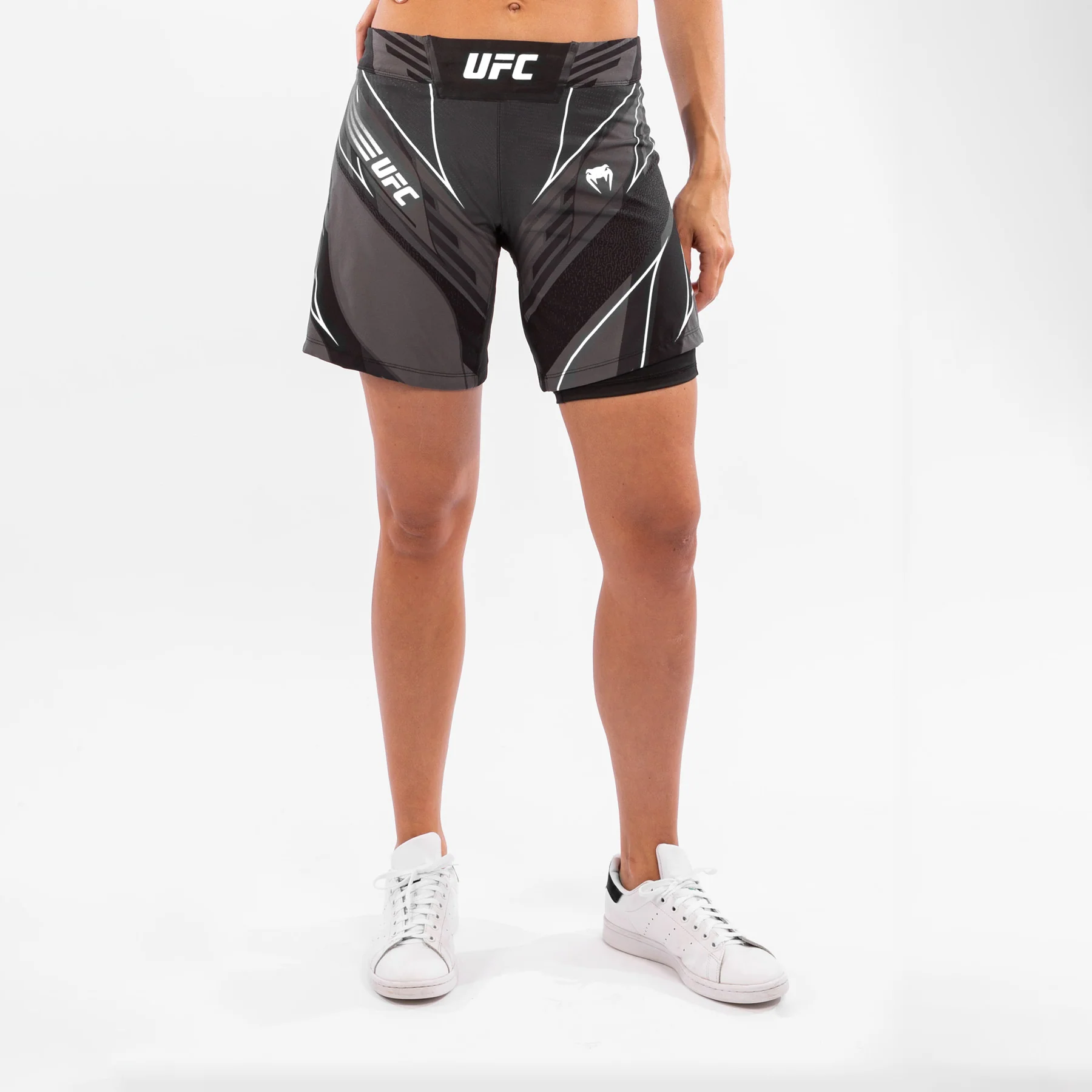 UFC Venum Authentic Fight Night Women's Shorts - Long Fit - Black - Image 3