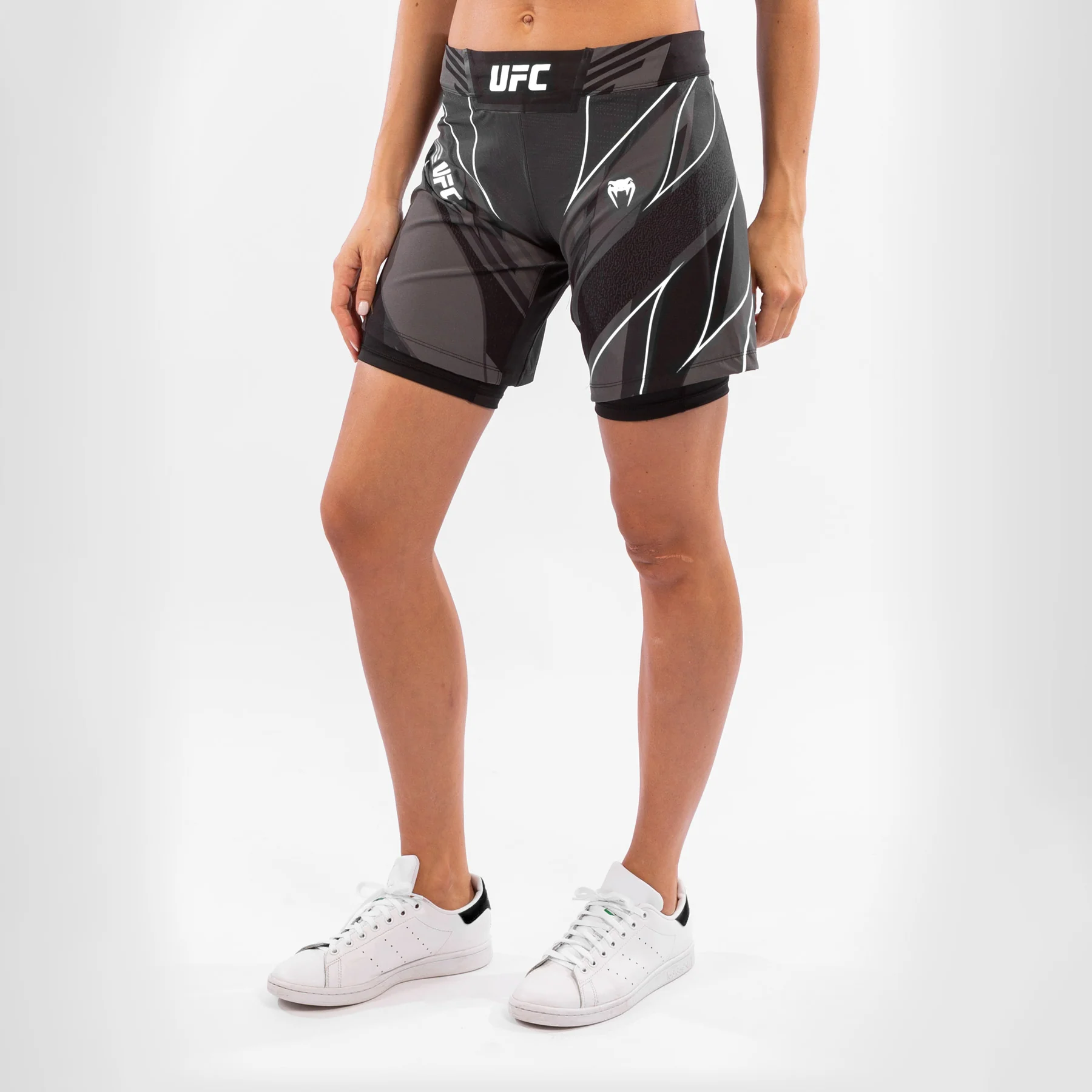 UFC Venum Authentic Fight Night Women's Shorts - Long Fit - Black - Image 4
