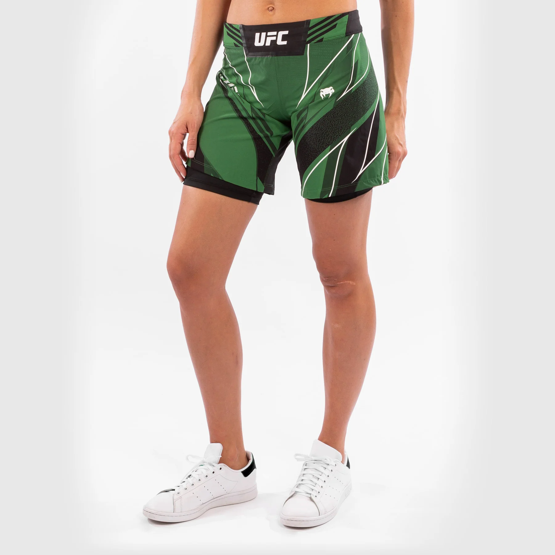 UFC Venum Authentic Fight Night Women's Shorts - Long Fit - Green - Image 2