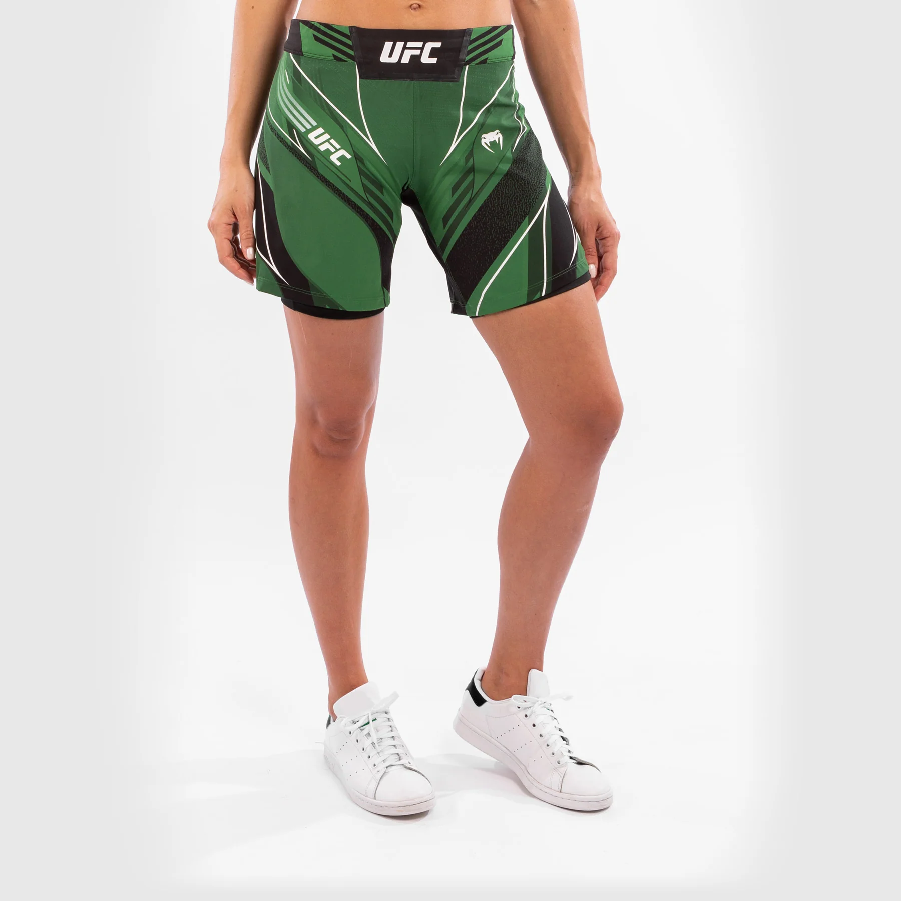 UFC Venum Authentic Fight Night Women's Shorts - Long Fit - Green - Image 3