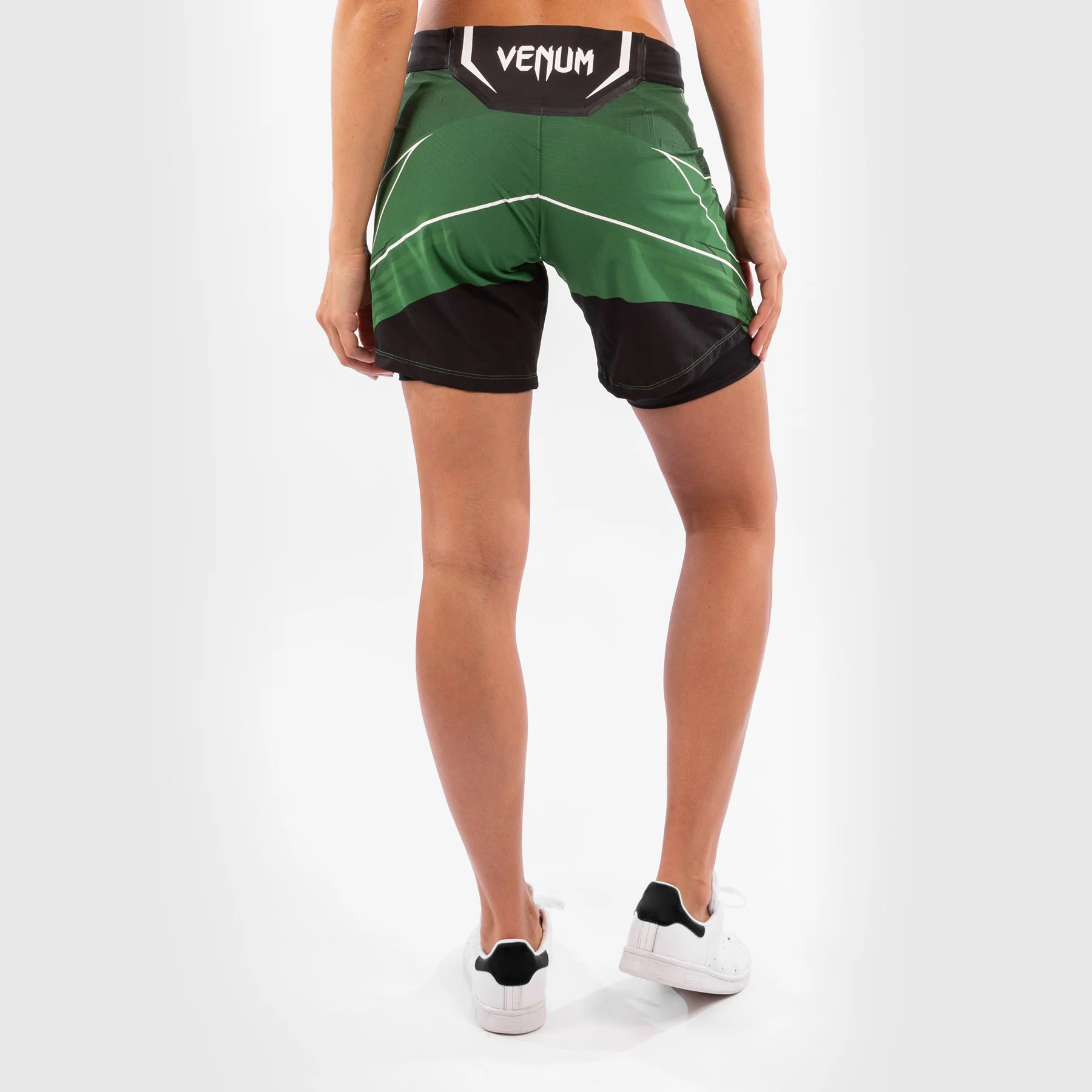 UFC Venum Authentic Fight Night Women's Shorts - Long Fit - Green - Image 4