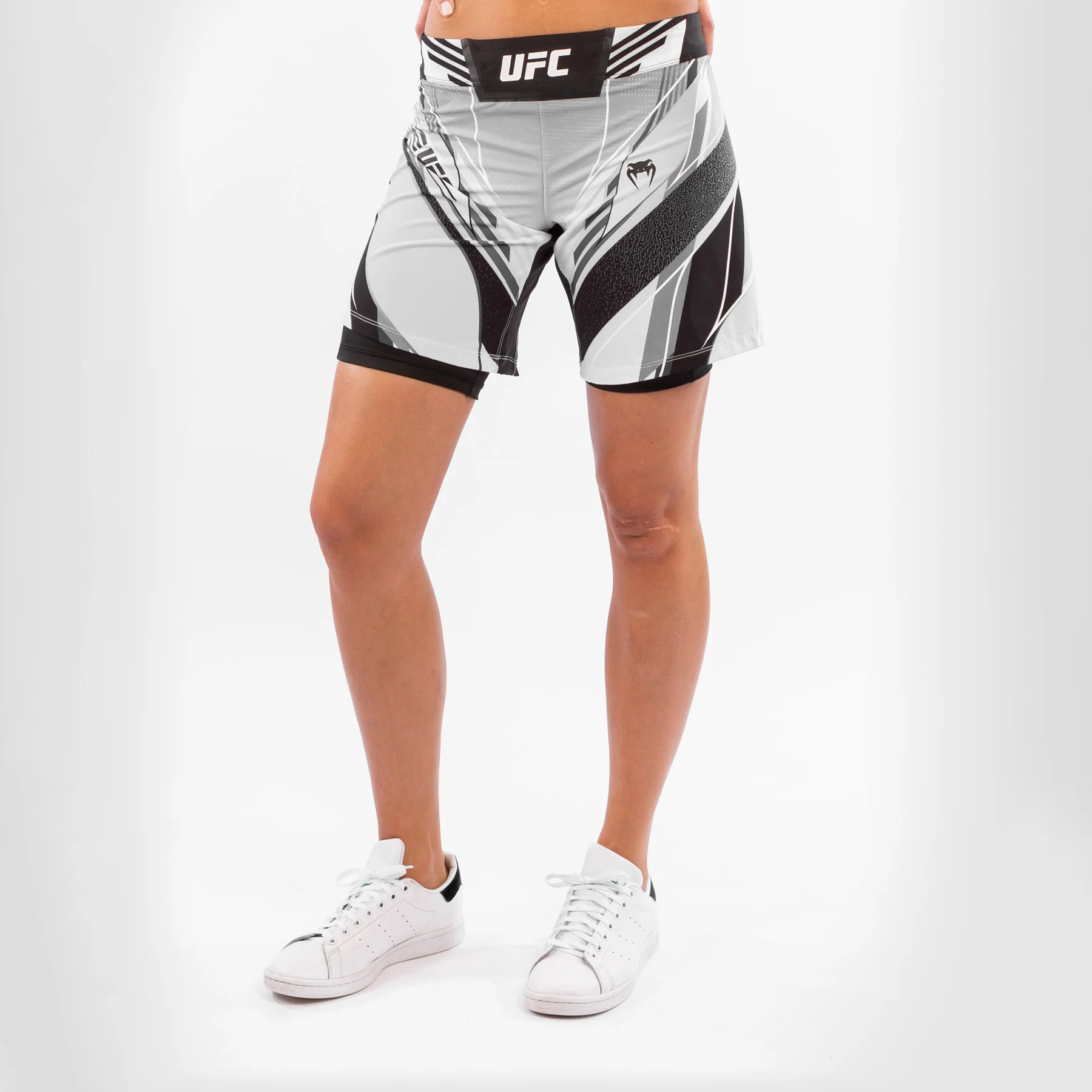 UFC Venum Authentic Fight Night Women's Shorts - Long Fit - White - Image 3