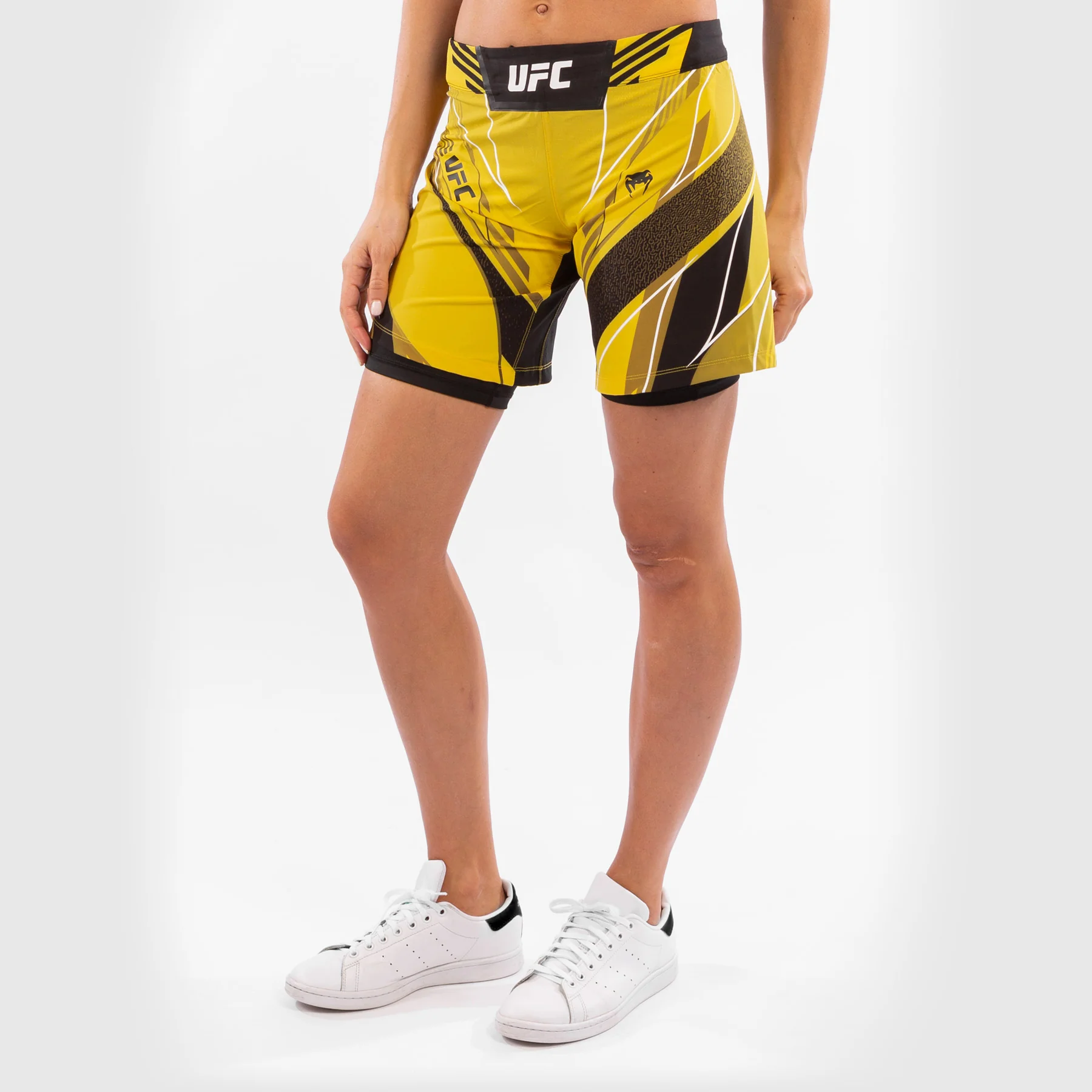 UFC Venum Authentic Fight Night Women's Shorts - Long Fit - Yellow - Image 2