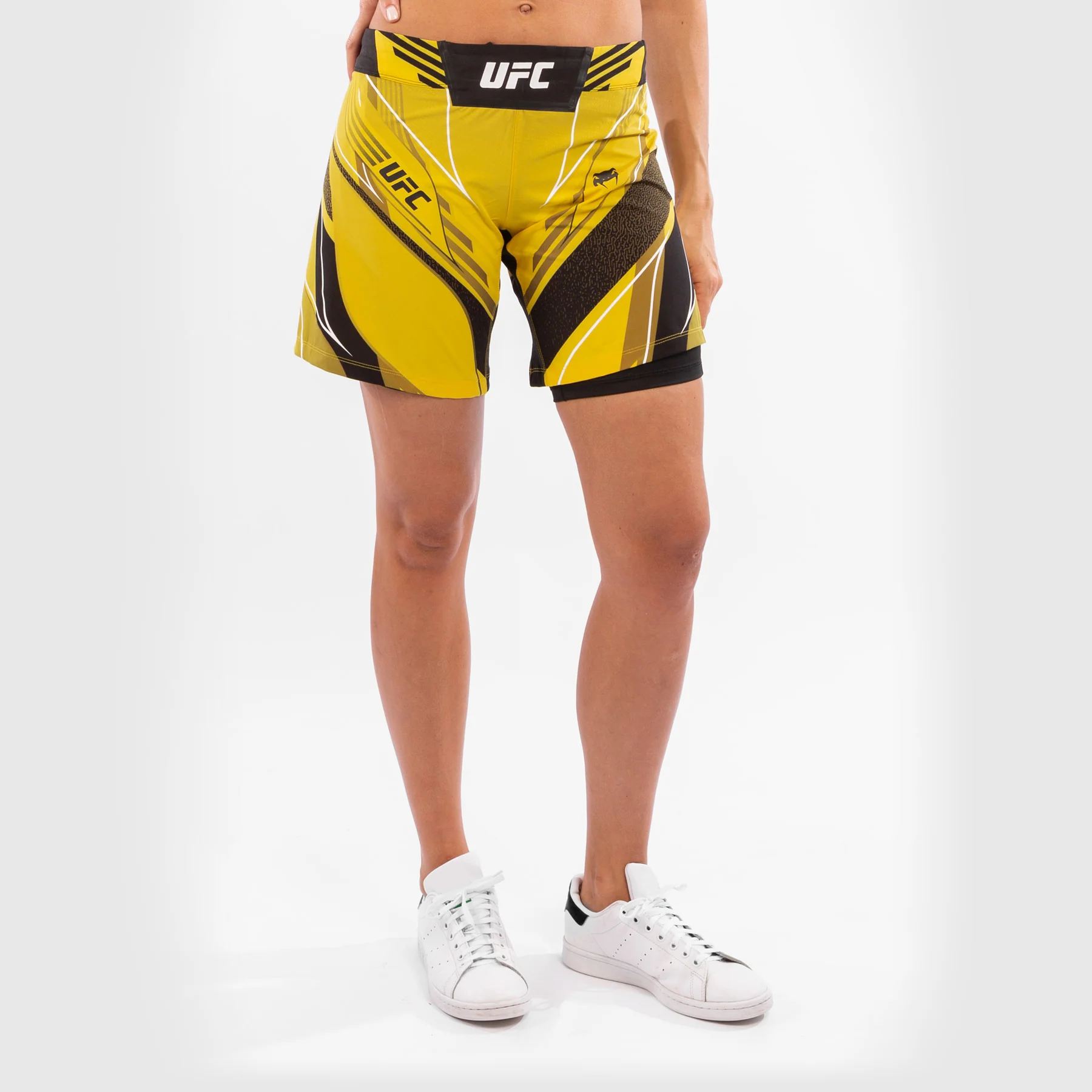 UFC Venum Authentic Fight Night Women's Shorts - Long Fit - Yellow - Image 3