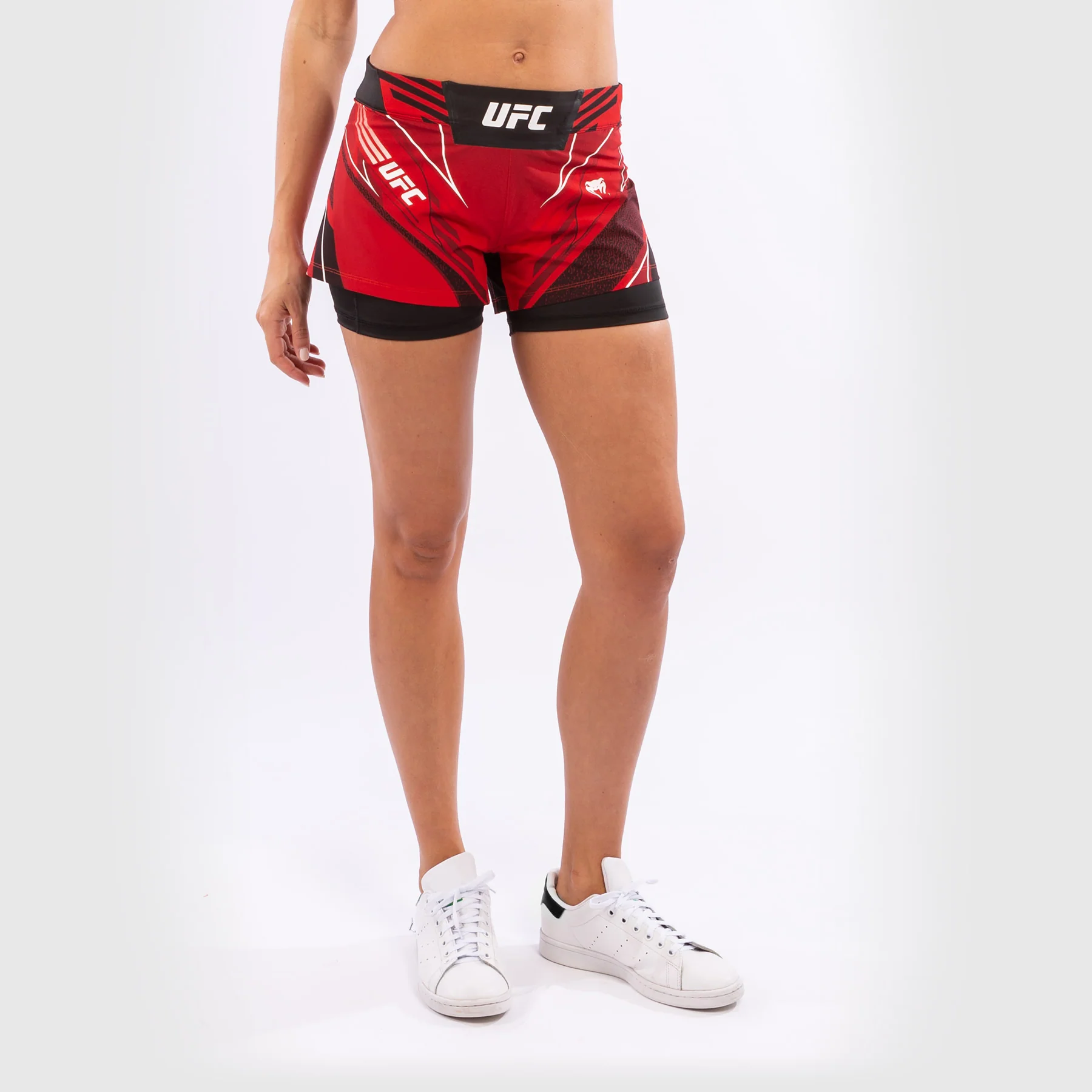 UFC Venum Authentic Fight Night Women's Shorts - Short Fit - Red - Image 2