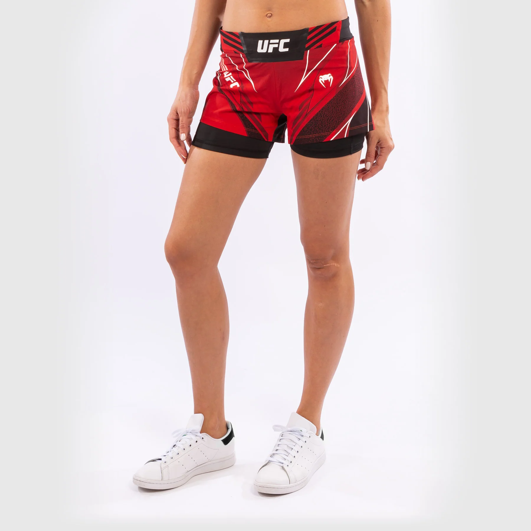 UFC Venum Authentic Fight Night Women's Shorts - Short Fit - Red - Image 3