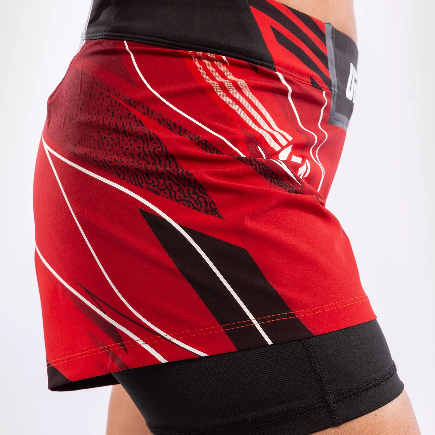 UFC Venum Authentic Fight Night Women's Shorts - Short Fit - Red - Image 7