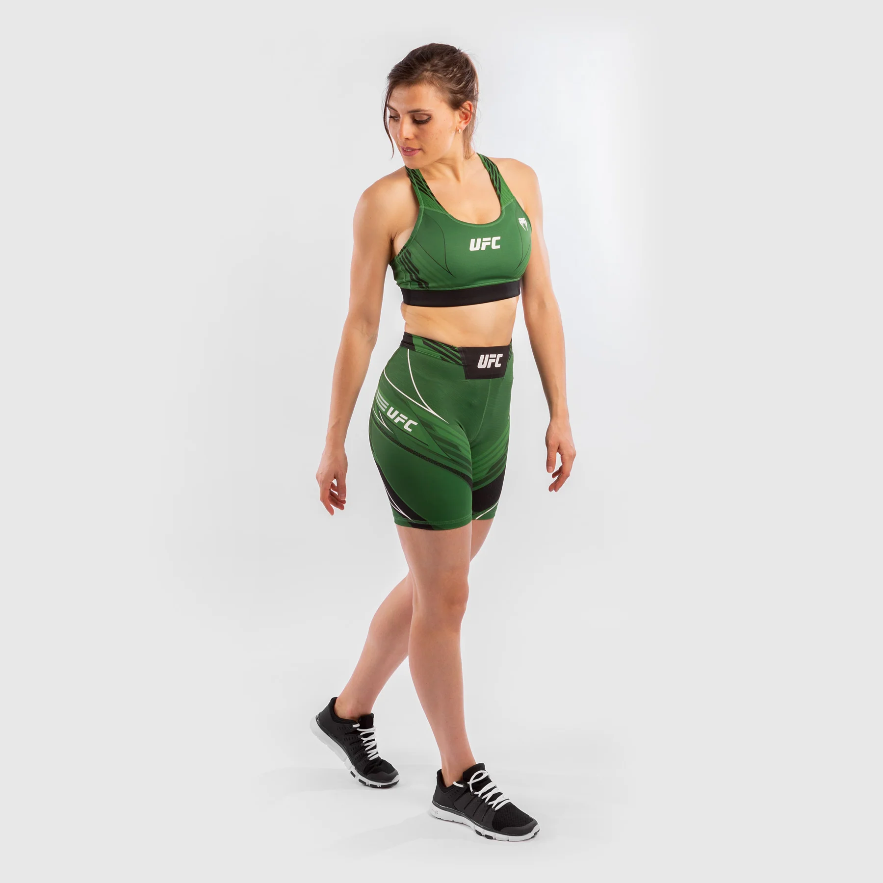 UFC Venum Authentic Fight Night Women's Vale Tudo Shorts - Long Fit - Green - Image 5