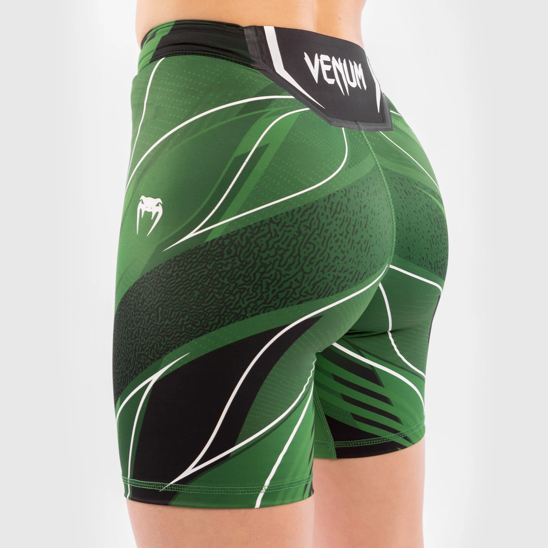 UFC Venum Authentic Fight Night Women's Vale Tudo Shorts - Long Fit - Green - Image 7