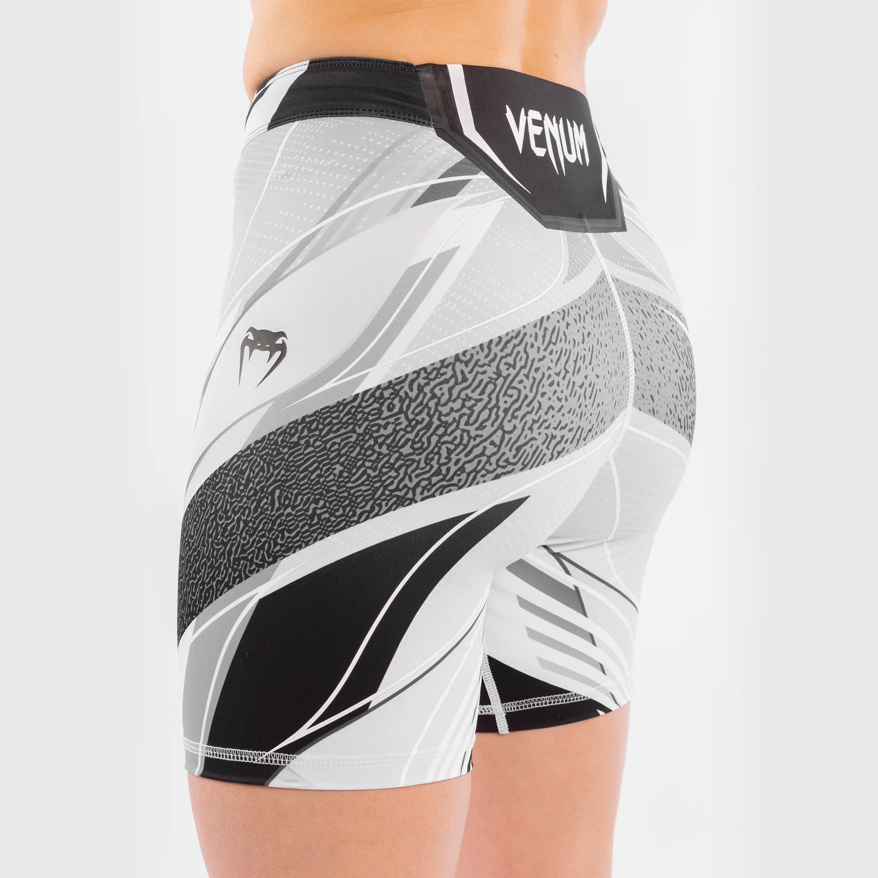 UFC Venum Authentic Fight Night Women's Vale Tudo Shorts - Long Fit - White - Image 7
