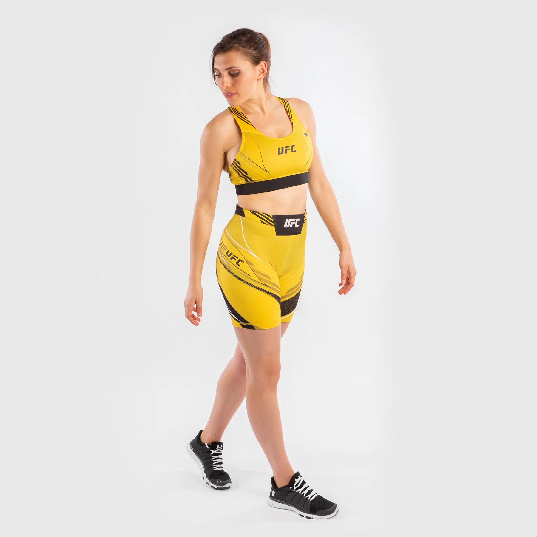 UFC Venum Authentic Fight Night Women's Vale Tudo Shorts - Long Fit - Yellow - Image 5