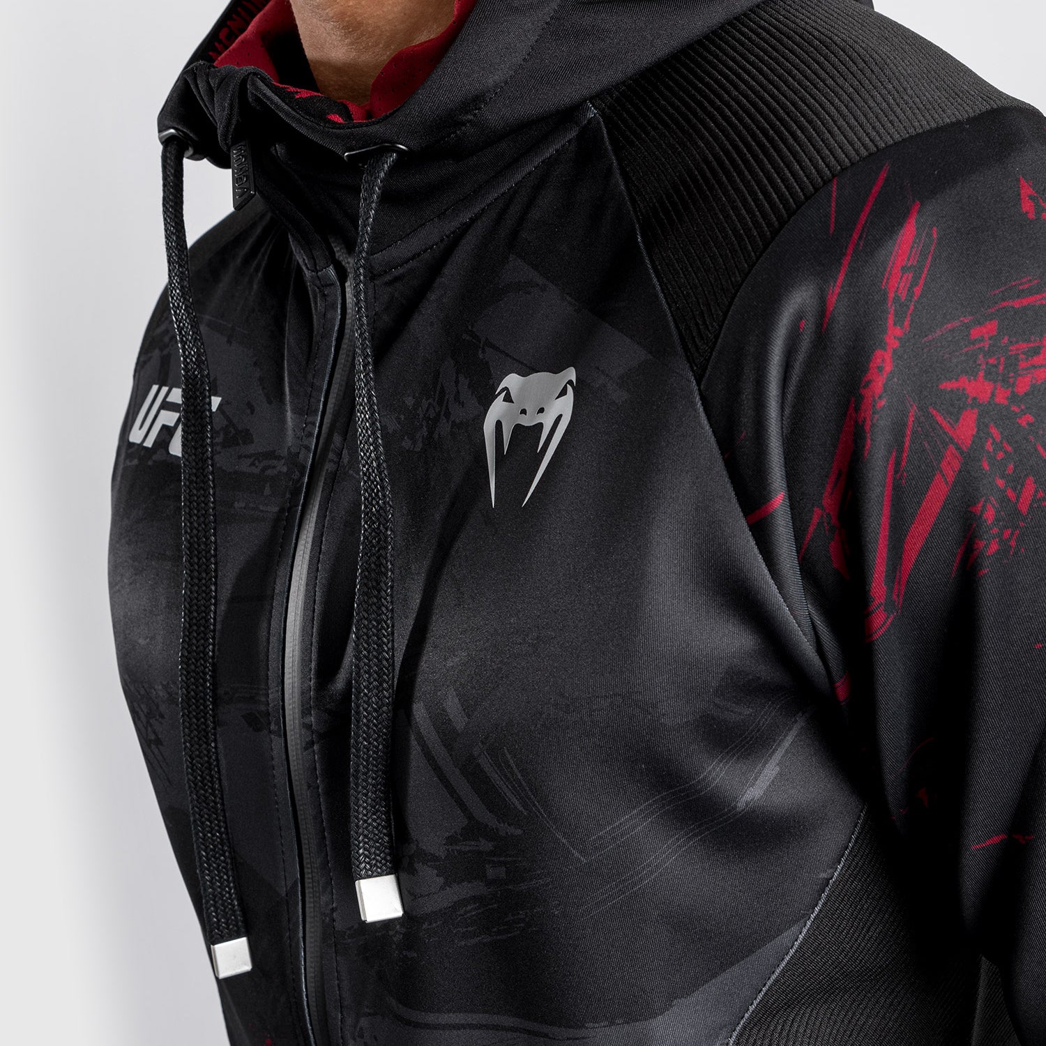 UFC Venum Authentic Fight Week 2.0 Men's Zipped Hoodie - Black/Red - Image 10