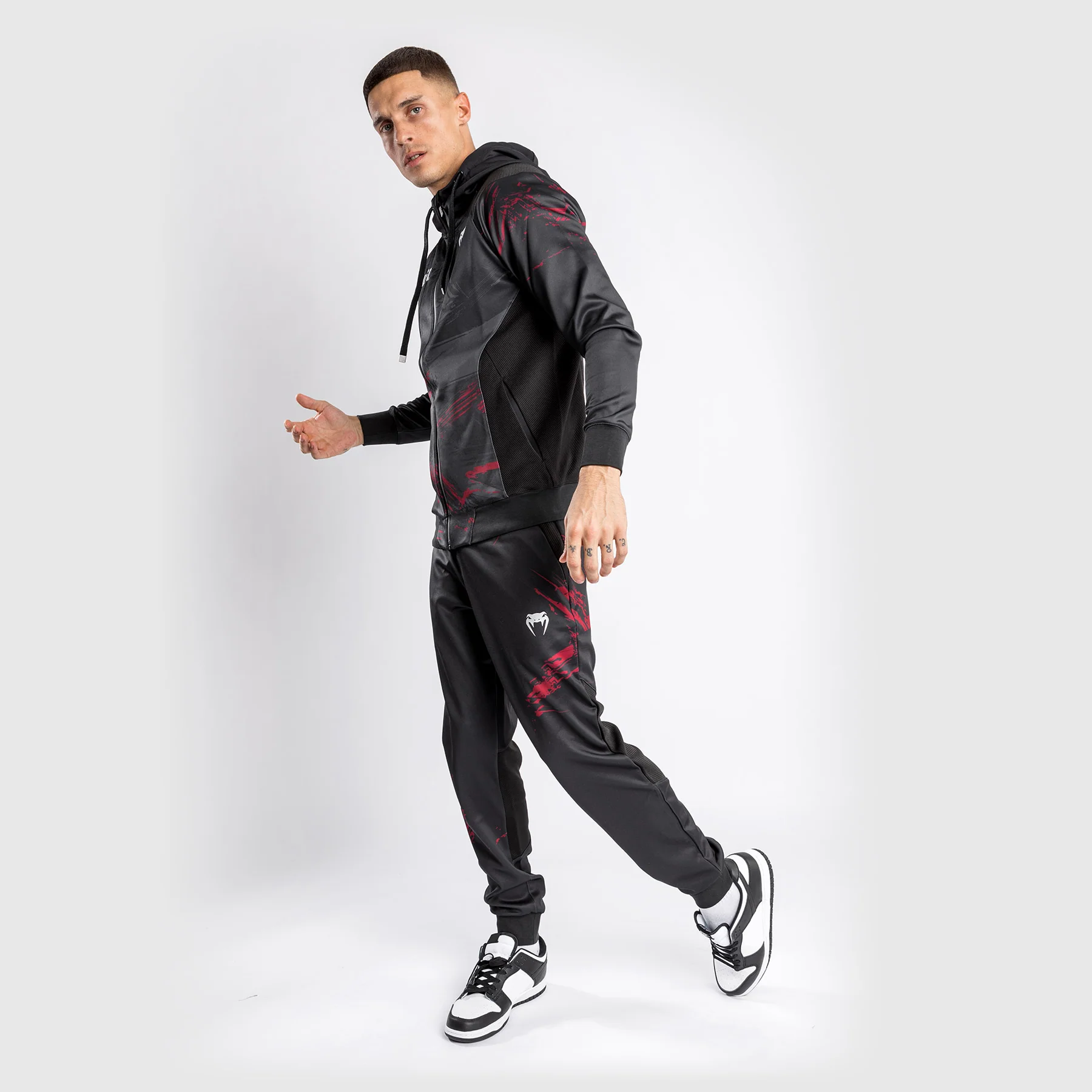 UFC Venum Authentic Fight Week 2.0 Men's Zipped Hoodie - Black/Red - Image 3