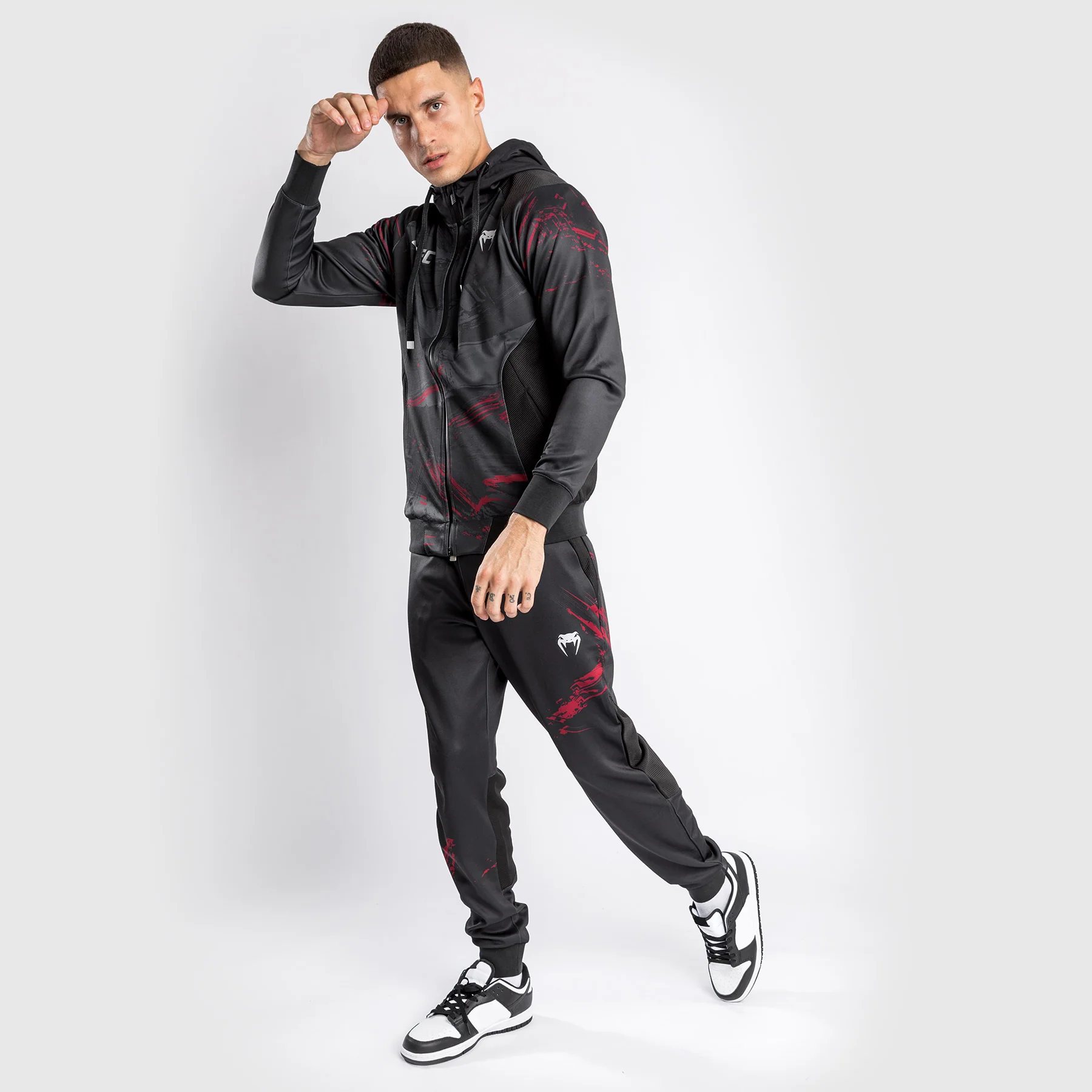 UFC Venum Authentic Fight Week 2.0 Men's Zipped Hoodie - Black/Red - Image 4