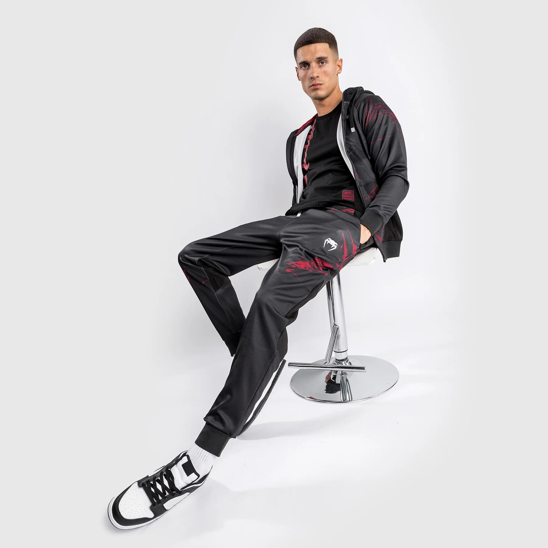 UFC Venum Authentic Fight Week 2.0 Men's Zipped Hoodie - Black/Red - Image 6