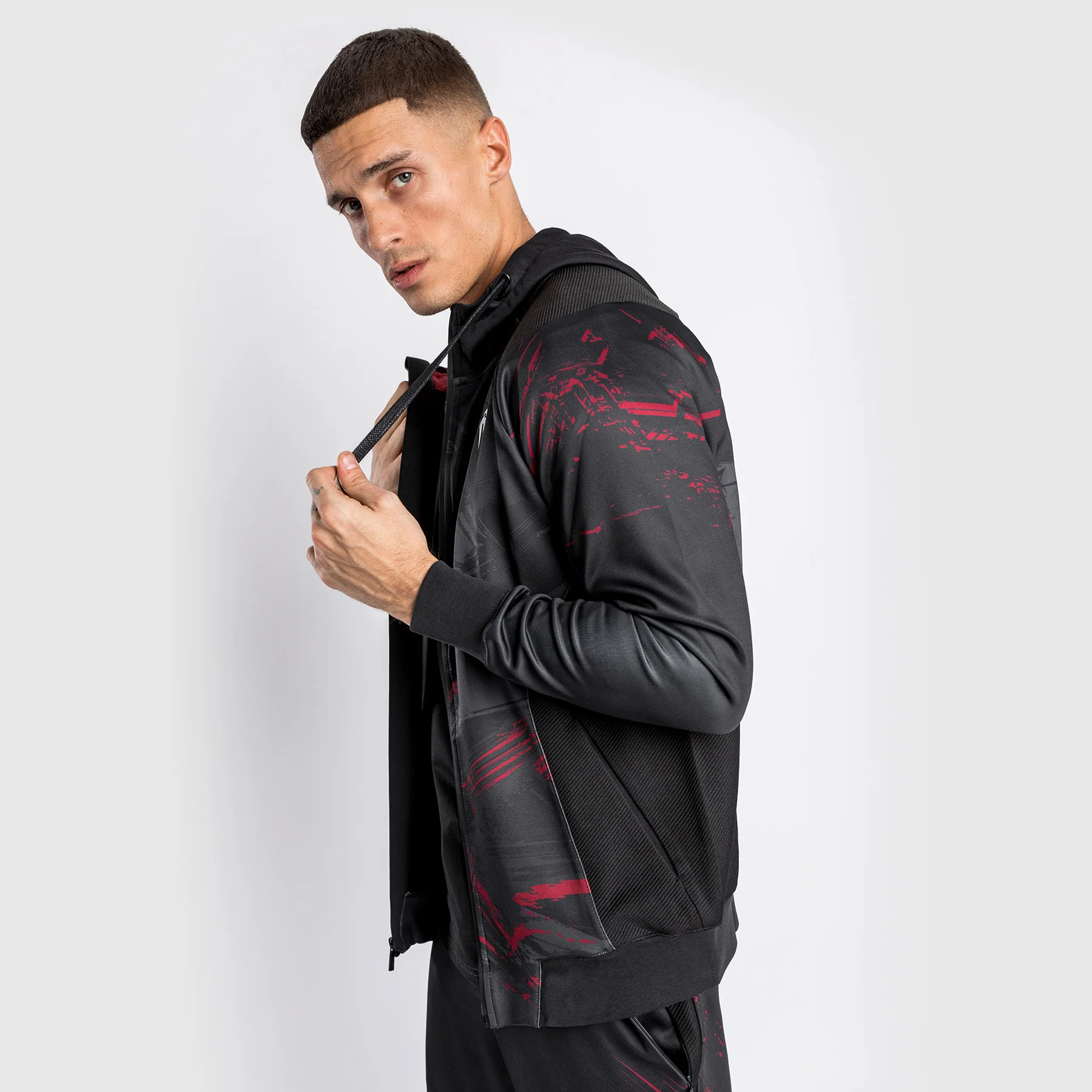 UFC Venum Authentic Fight Week 2.0 Men's Zipped Hoodie - Black/Red - Image 7