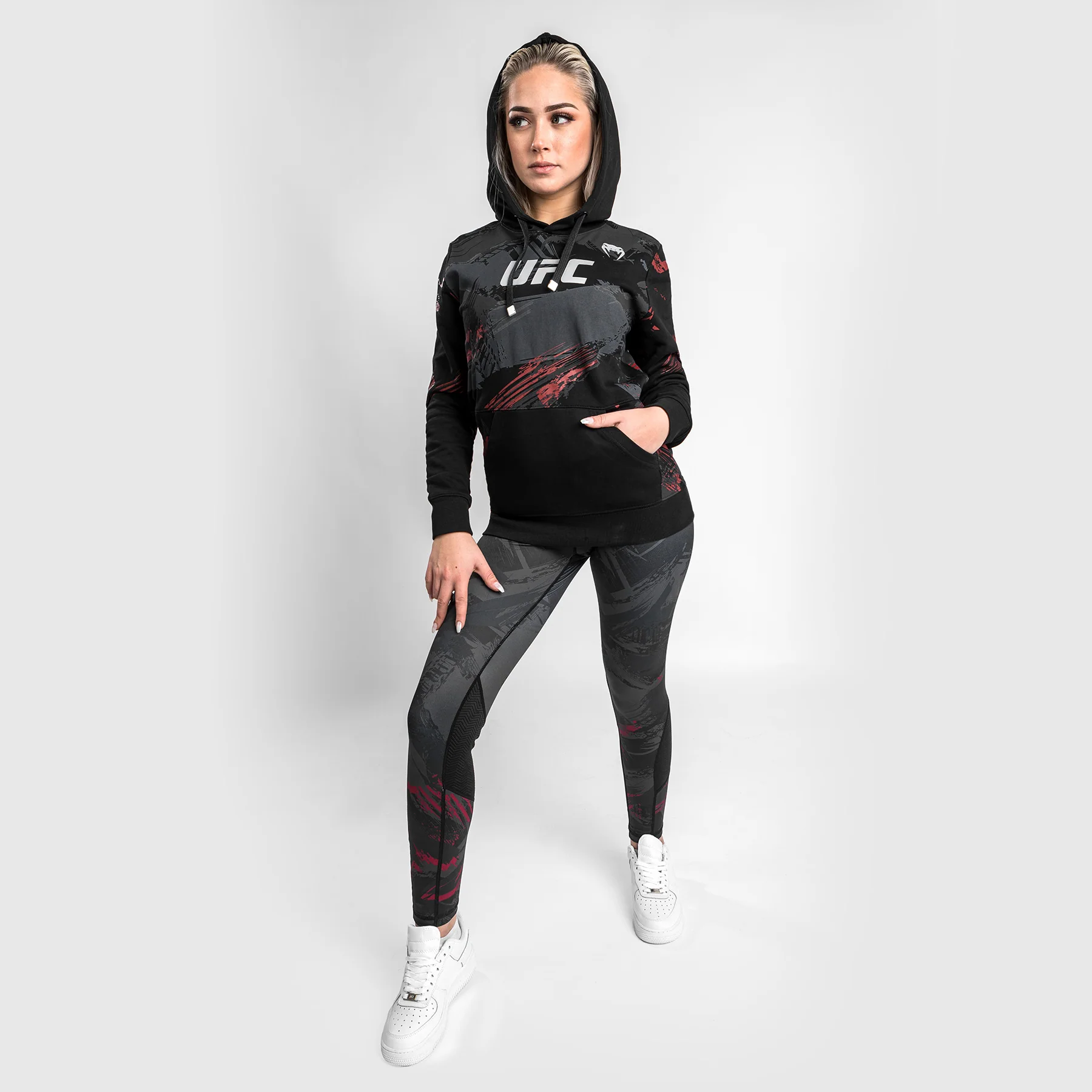 UFC Venum Authentic Fight Week 2.0 Women’s Pullover Hoodie - Black/Red - Image 6
