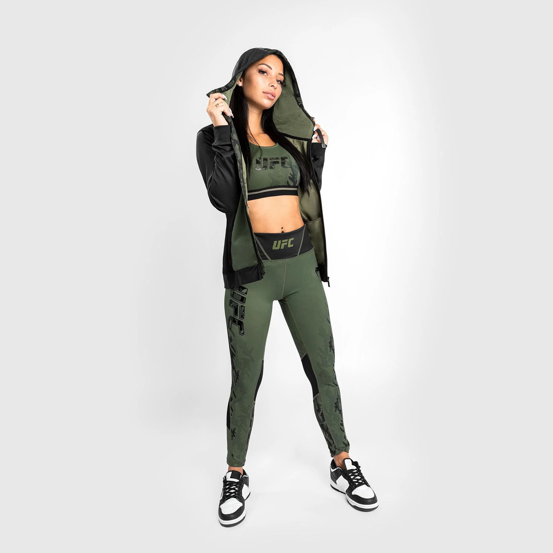 UFC Venum Authentic Fight Week Women's Zip Hoodie - Khaki - Image 2