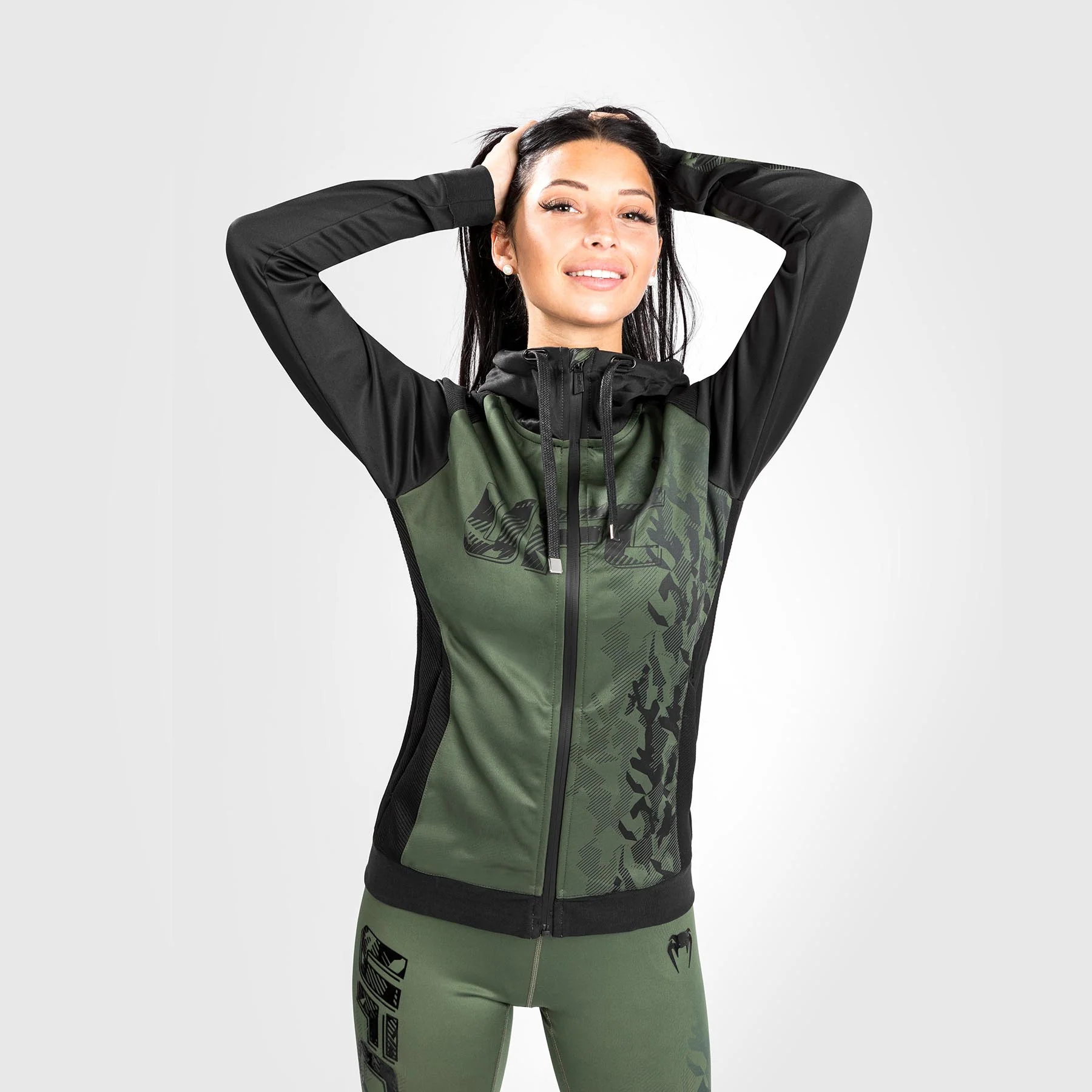 UFC Venum Authentic Fight Week Women's Zip Hoodie - Khaki - Image 3