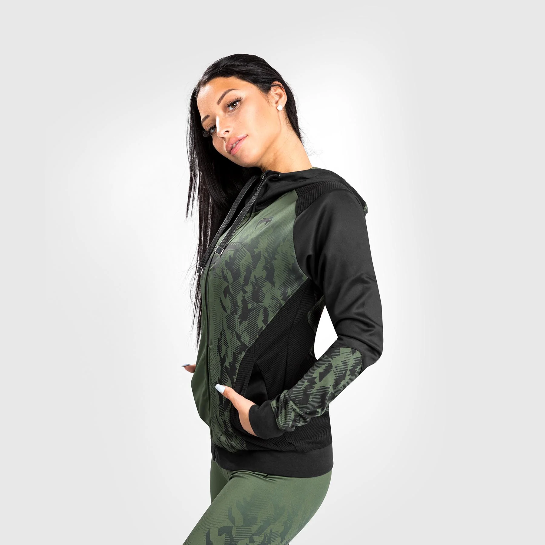 UFC Venum Authentic Fight Week Women's Zip Hoodie - Khaki - Image 4