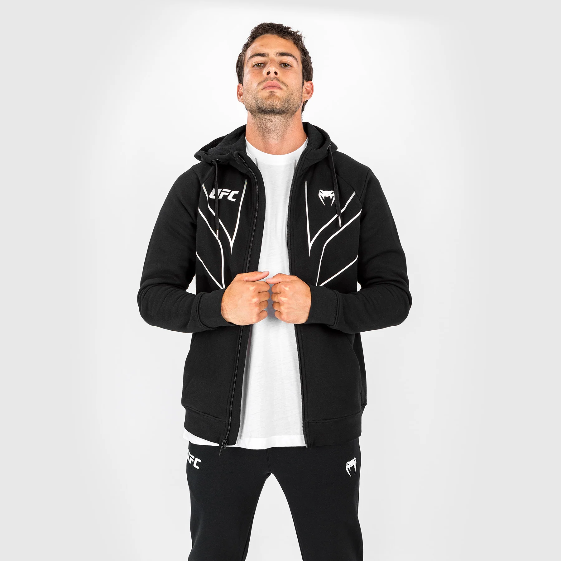 UFC Venum Fight Night 2.0 Replica Men's Full Zip Hoodie - Black - Image 3