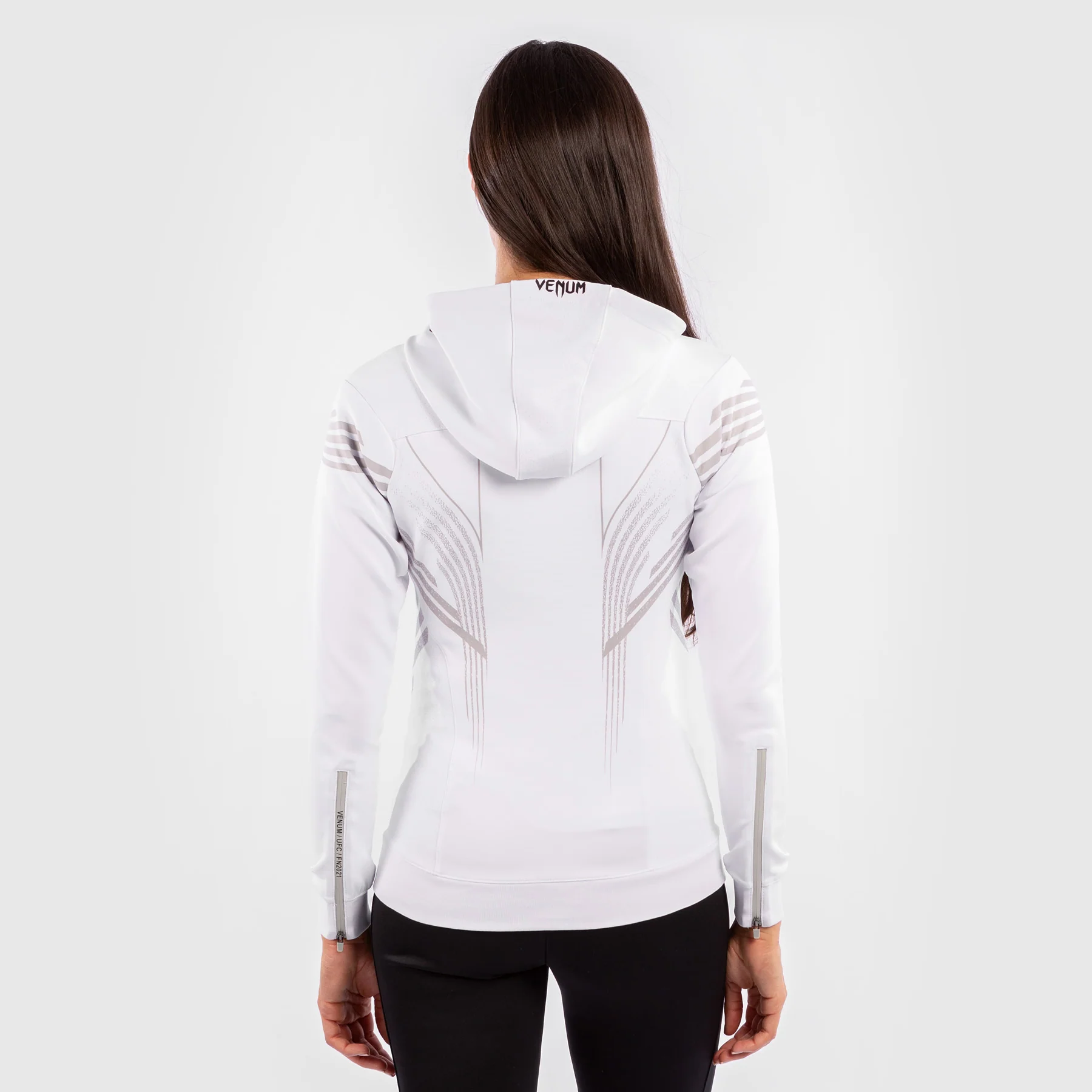 UFC Venum Personalized Authentic Fight Night Women's Walkout Hoodie - White - Image 4