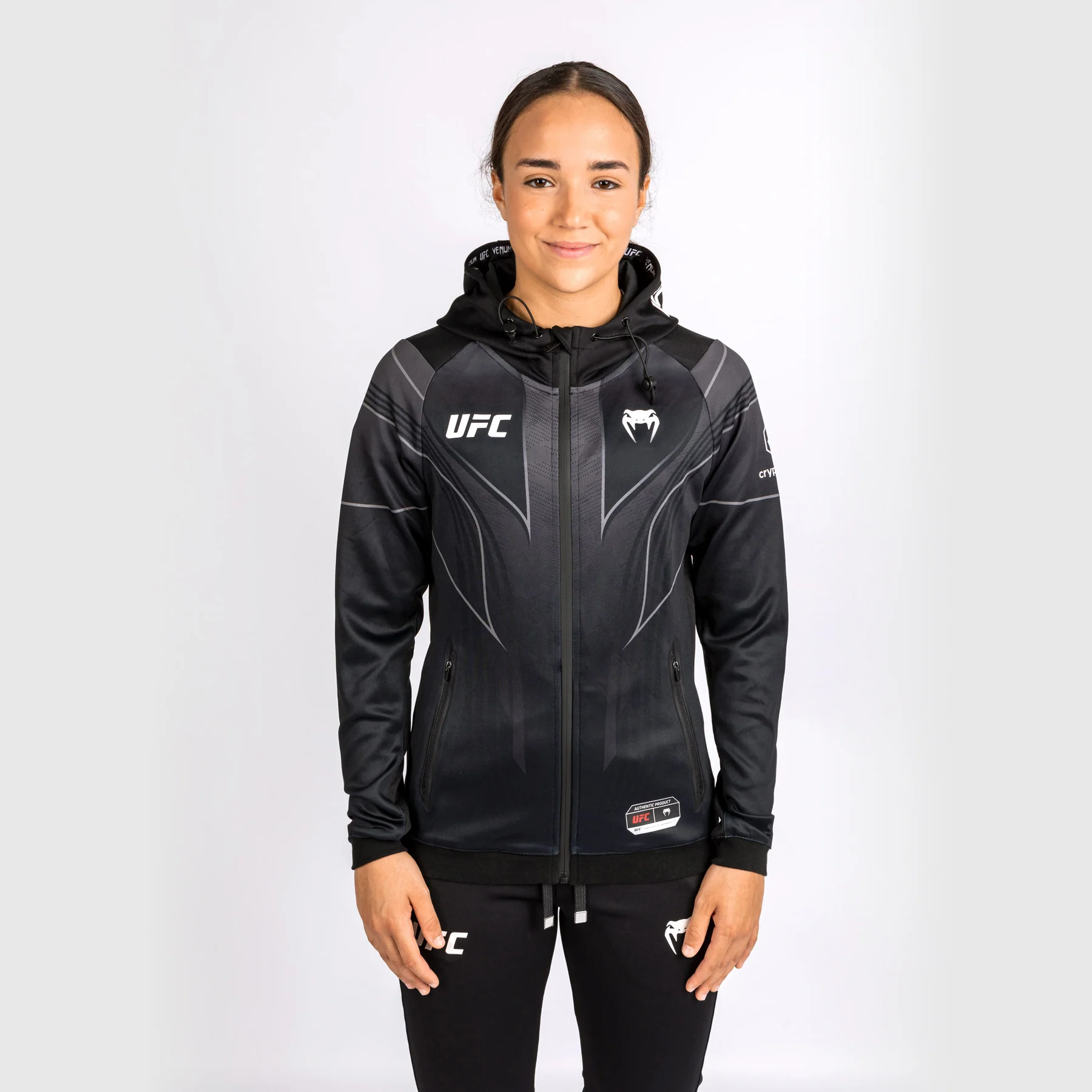 UFC Venum Personalized Authentic Fight Night 2.0 Kit by Venum Women's Walkout Hoodie - Black - Image 3