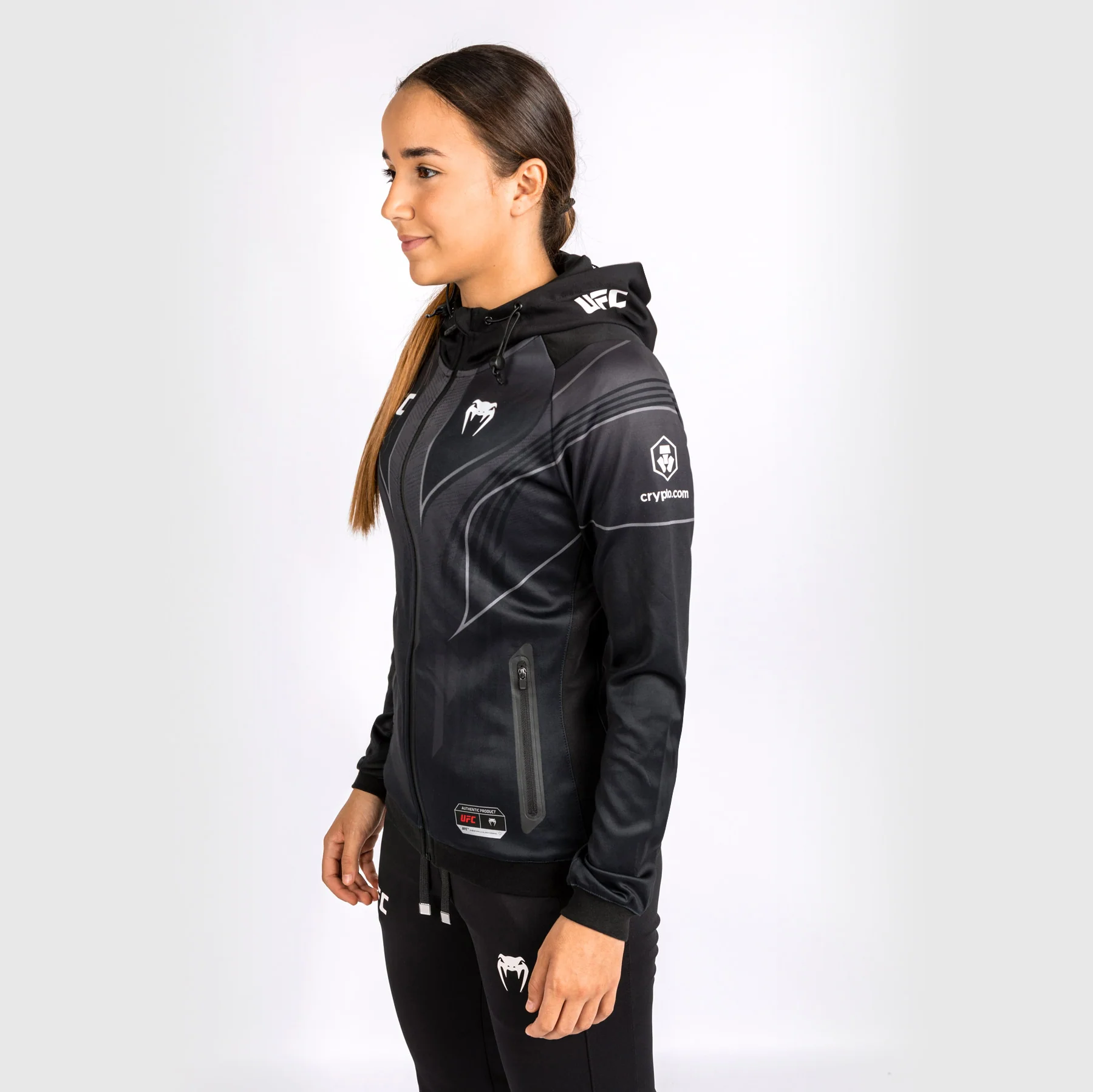 UFC Venum Personalized Authentic Fight Night 2.0 Kit by Venum Women's Walkout Hoodie - Black - Image 5
