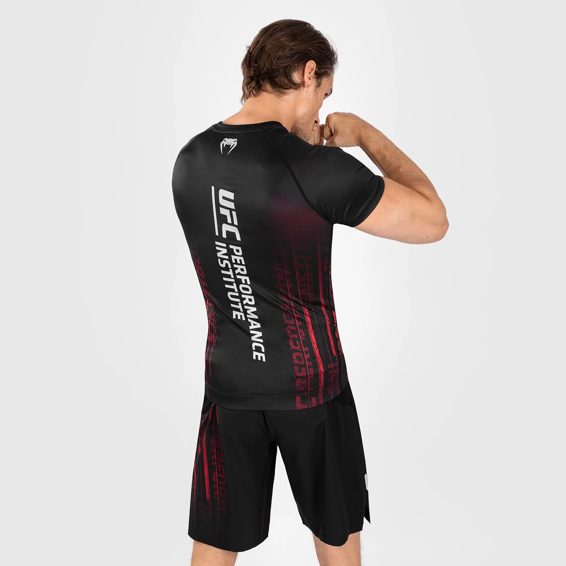 UFC Venum Performance Institute 2.0 Men’s Short-Sleeve Rashguard - Black/Red - Image 2