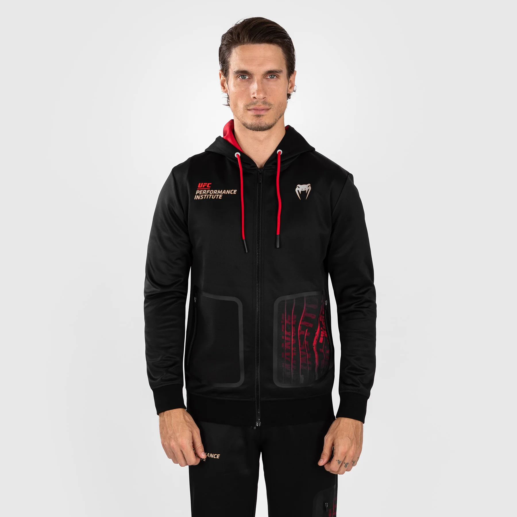 UFC Venum Performance Institute 2.0 Men’s Zip Hoodie - Black/Red - Image 2