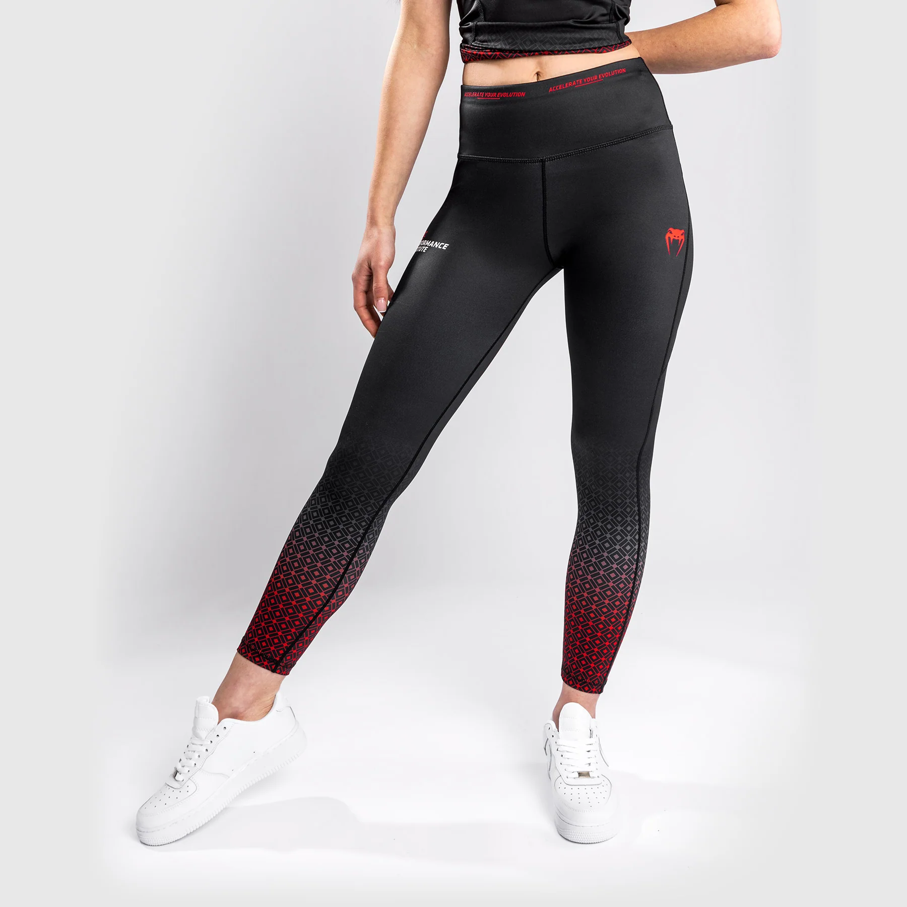 UFC Venum Performance Institute Legging - Black/Red - Image 2